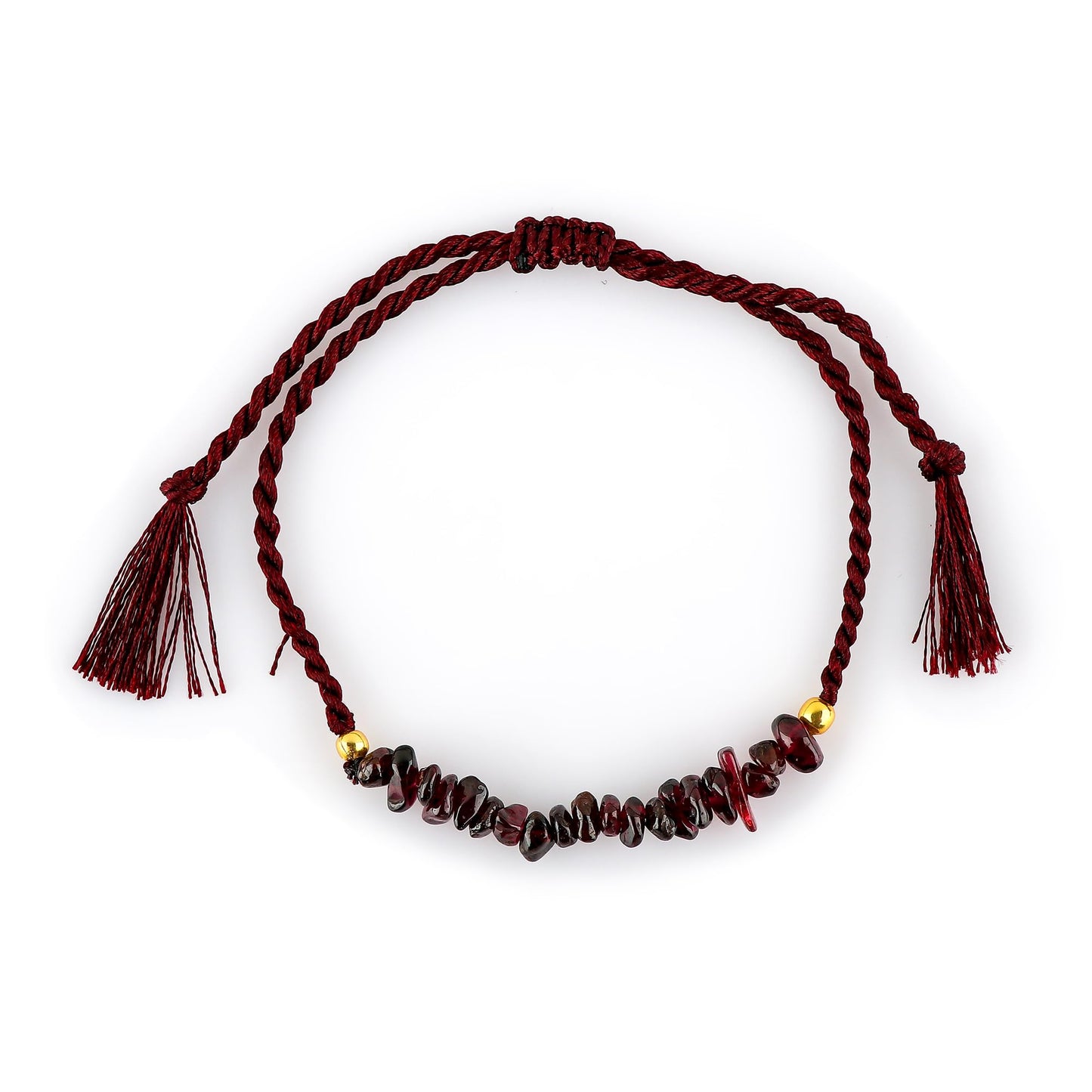 TGH Natural Red Garnet Chips Braided Bracelet Healing Birthday Resizable Hand Braid Rope Thread Protection Bracelet for Men Women Gemstone Jewelry 7 inch Christmas Gift (Red Garnet)