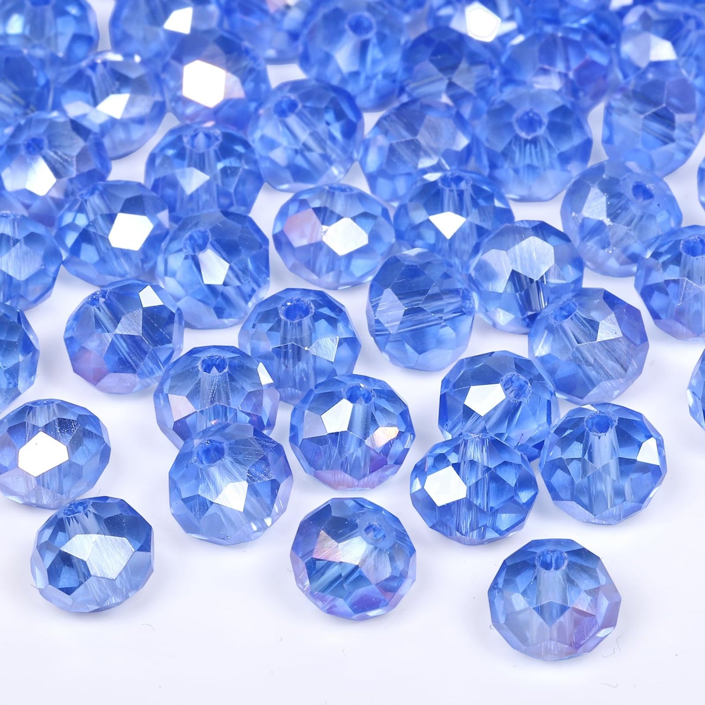 NITOPUPU 500pcs 6mm Crystal Glass Beads for Jewelry Making Faceted Rondelle Flat Beads for Bracelets Necklace Earrings DIY Crafts (Blue Crystal AB Bead)