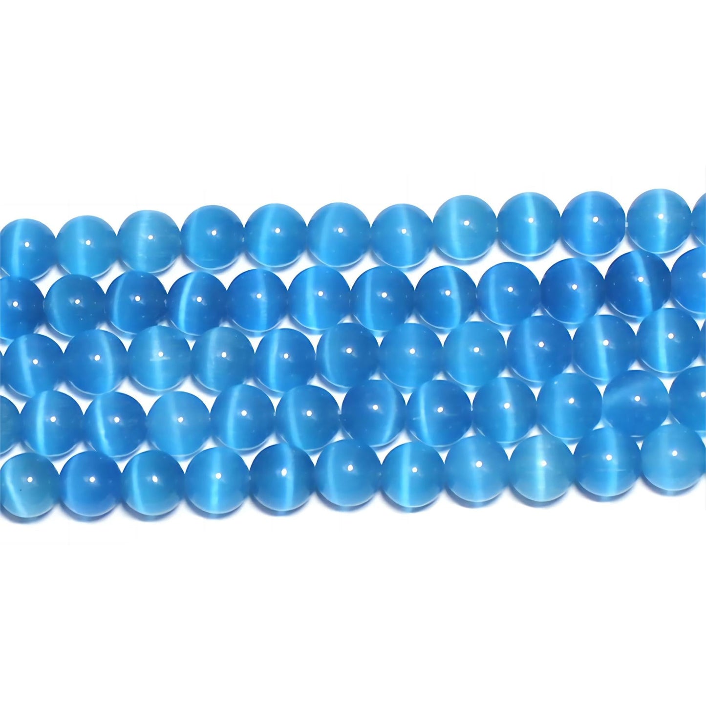 MJDCB 35pcs Sky Blue Cat Eye Stone Beads 10mm Round Crystal Loose Bead for Jewelry Making DIY Bracelets Necklace Accessories