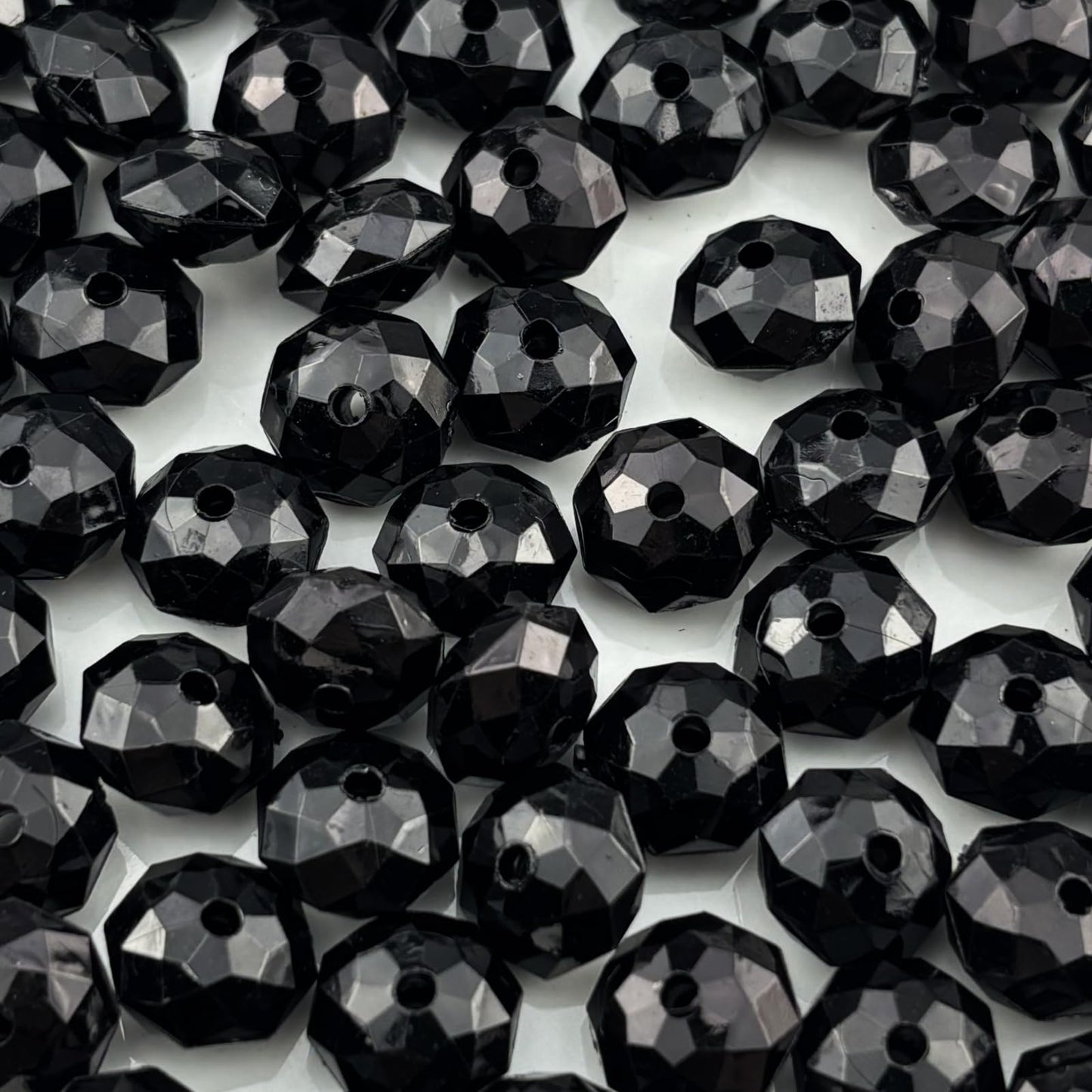 YHYPOCI 1000pcs 6mm Acrylic Crystal Beads, Faceted Rondelle Acrylic Spacer Beads for Wind Chimes Bracelet Necklace Earring Keychain Jewelry Making DIY Crafts(Black)