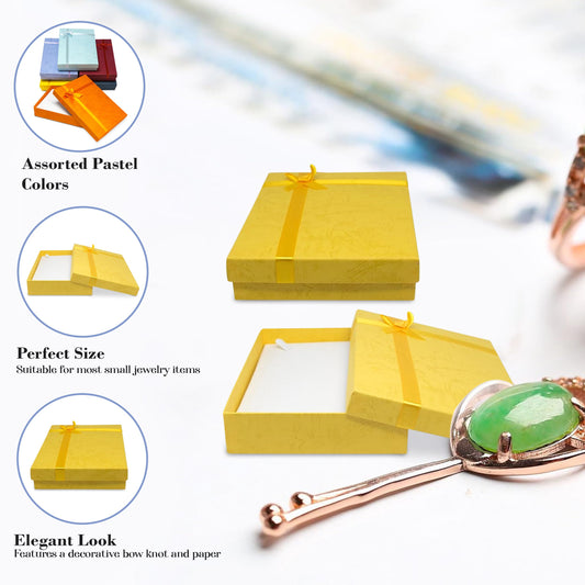 Novel Box 6 Pack Cardboard Jewelry Boxes for Necklaces 5x7.1x1.3 Inches - Necklace Gift Box with Rosebug Bows - Necklaces Holder Cases for Weddings & Special Occasions in Assorted Colors