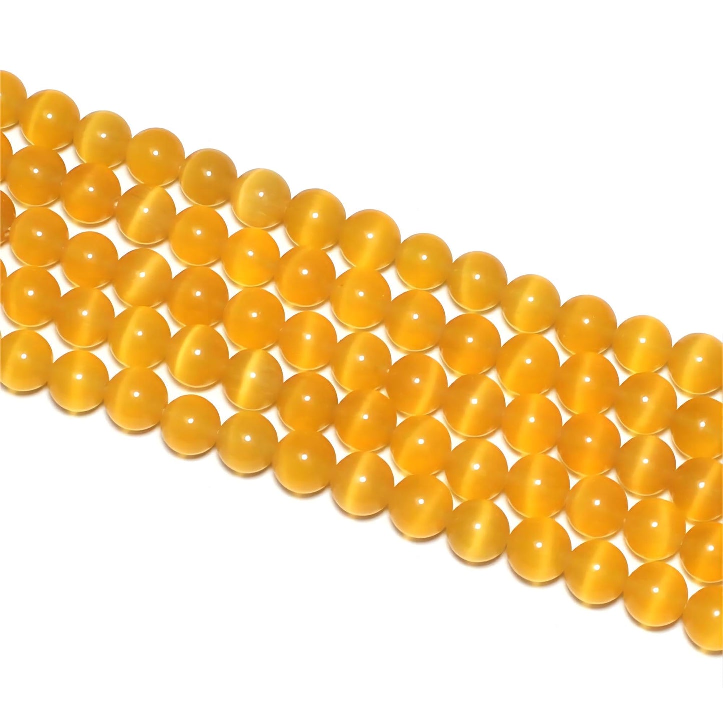 MJDCB 30pcs Golden Yellow Cat Eye Stone Beads 12mm Round Crystal Loose Bead for Jewelry Making DIY Bracelets Necklace