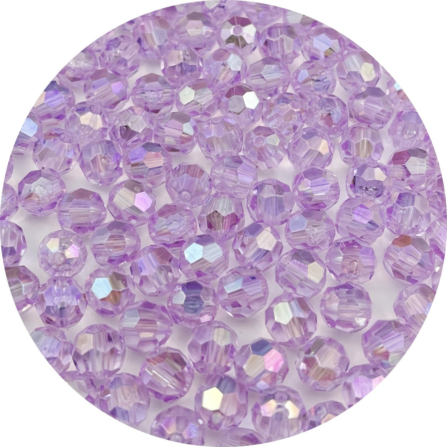 Pinhoollgo 200pcs 10mm Acrylic Faceted Round Beads AB Colors Glossy Acrylic Beads Round Spacer Beads with Hole for DIY Bracelet Necklace Jewelry Making Supplies Handmade Craft(Light Purple AB)