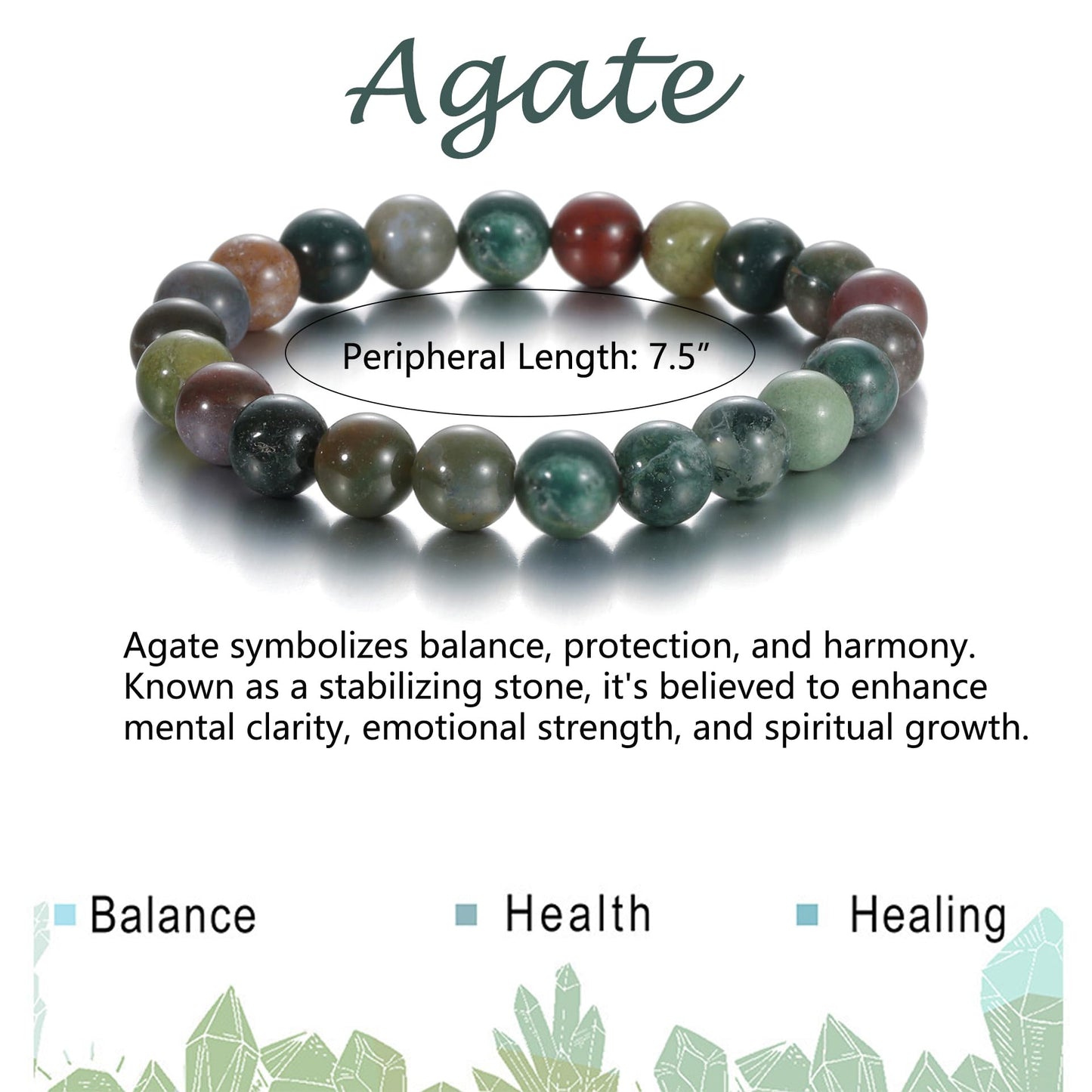 Udolfly Womens Crystal Beaded Bracelets for Women Men Protective Energy Bracelet Natural Gemstone Bead Bracelet 6mm Agate