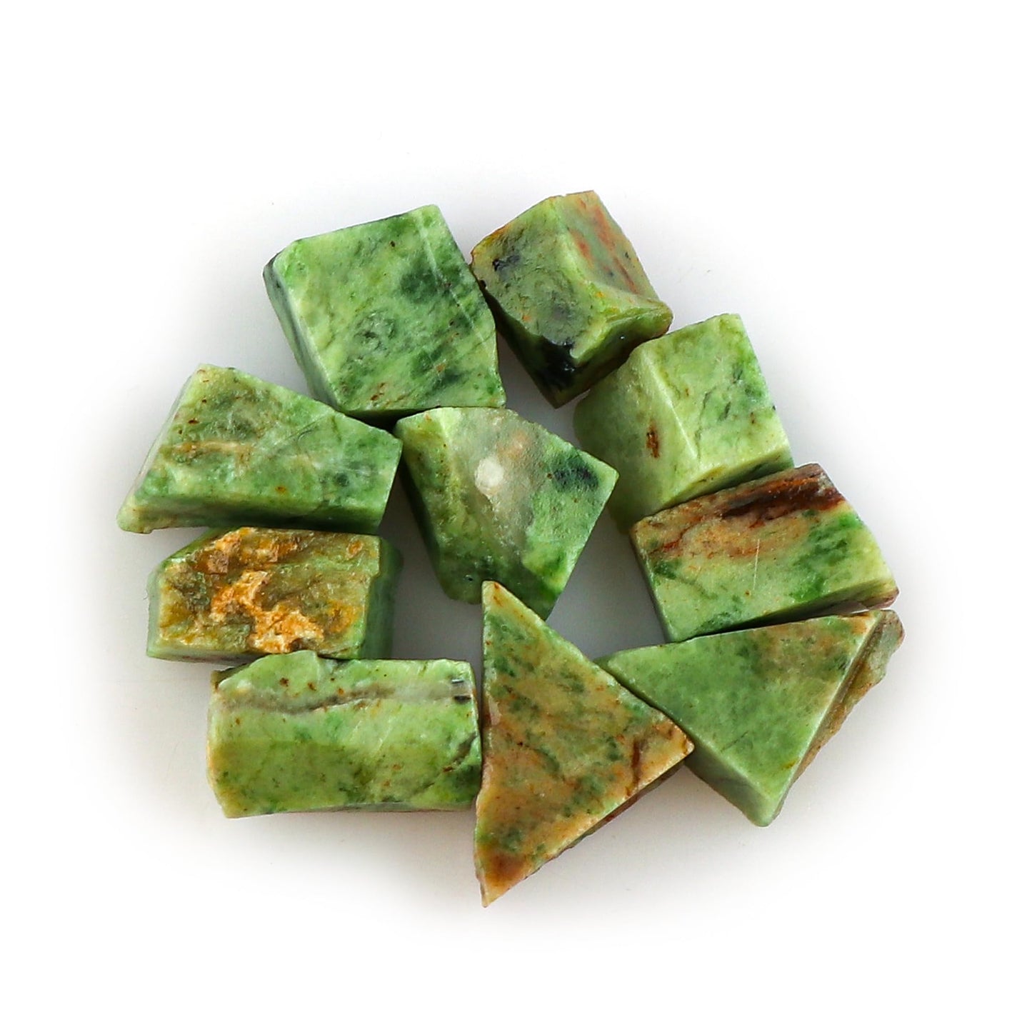 CRYSTALINES (10pcs) Natural Raw Chrysoprase Gemstones, Assorted Bulk Rough Stones, DIY Jewelry Making, Wholesale Loose Supply, Chakra Healing Crystals, Gem Collection