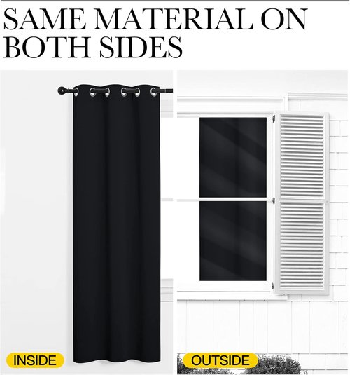 NICETOWN Blackout Curtains for Halloween - Thermal Insulated Drapes | 2 Panels, 55" x 90", Black