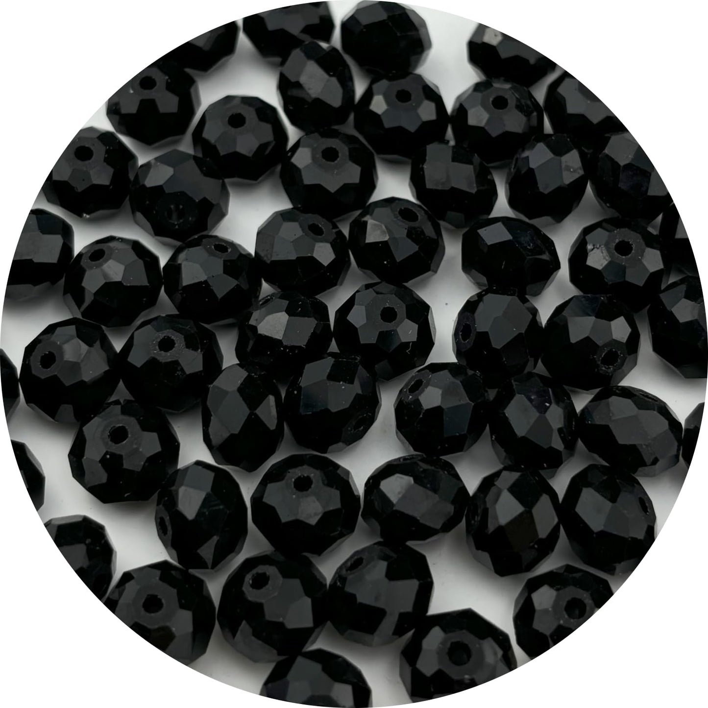 YUEXIGO 150pcs 8mm Crystal Glass Beads for Jewelry Making, Faceted Rondelle Glass Spacer Beads for Wind Chimes Bracelet Earring Necklace DIY Craft(Black)