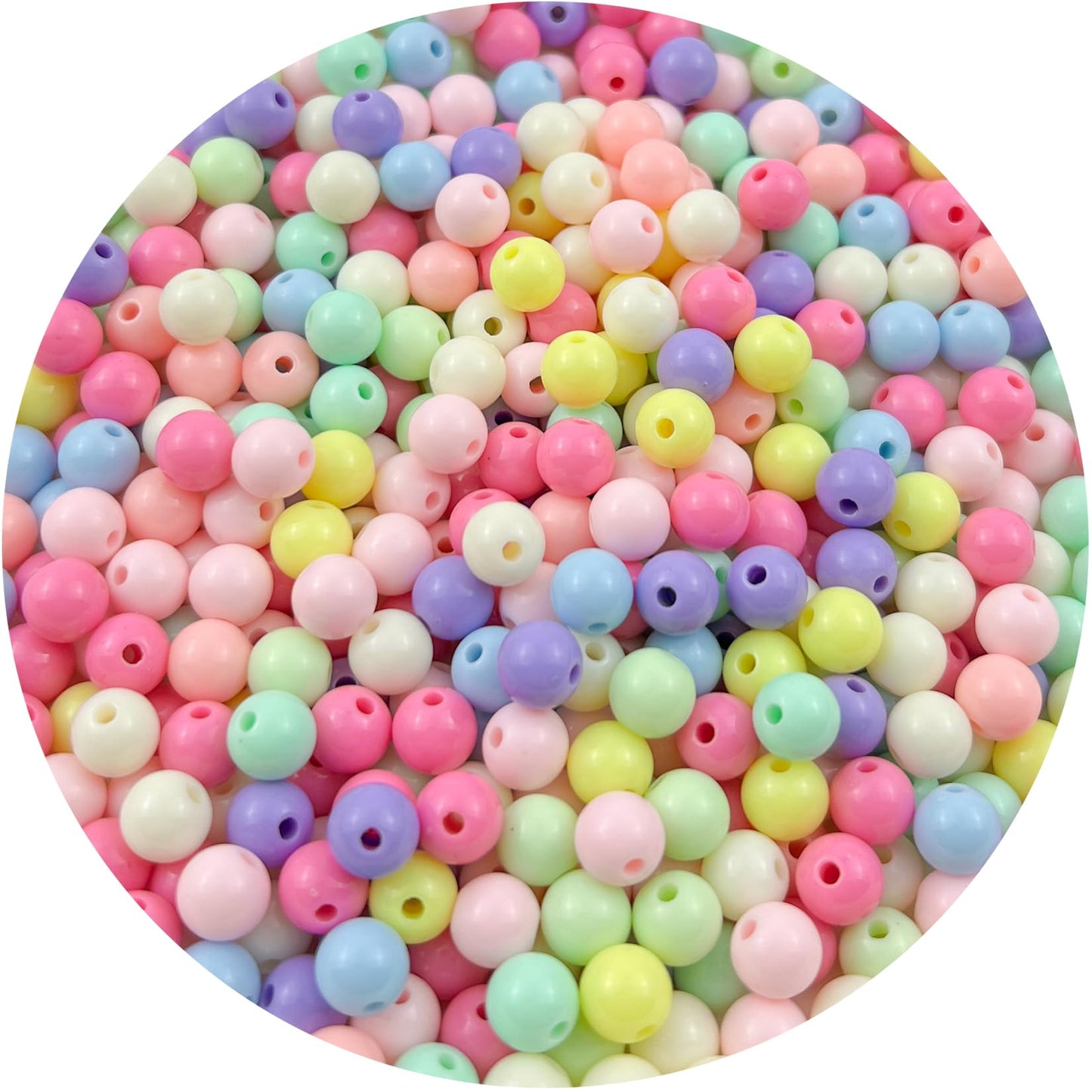 Mulutoo 1000Pieces 6MM Acrylic Round Beads Round Acrylic Balls Chunky Beads Smooth Spacer Plastic Pastel Beads Craft Beads for Necklace and Bracelet Making Crafting Supplies(175-light Mixed Color)