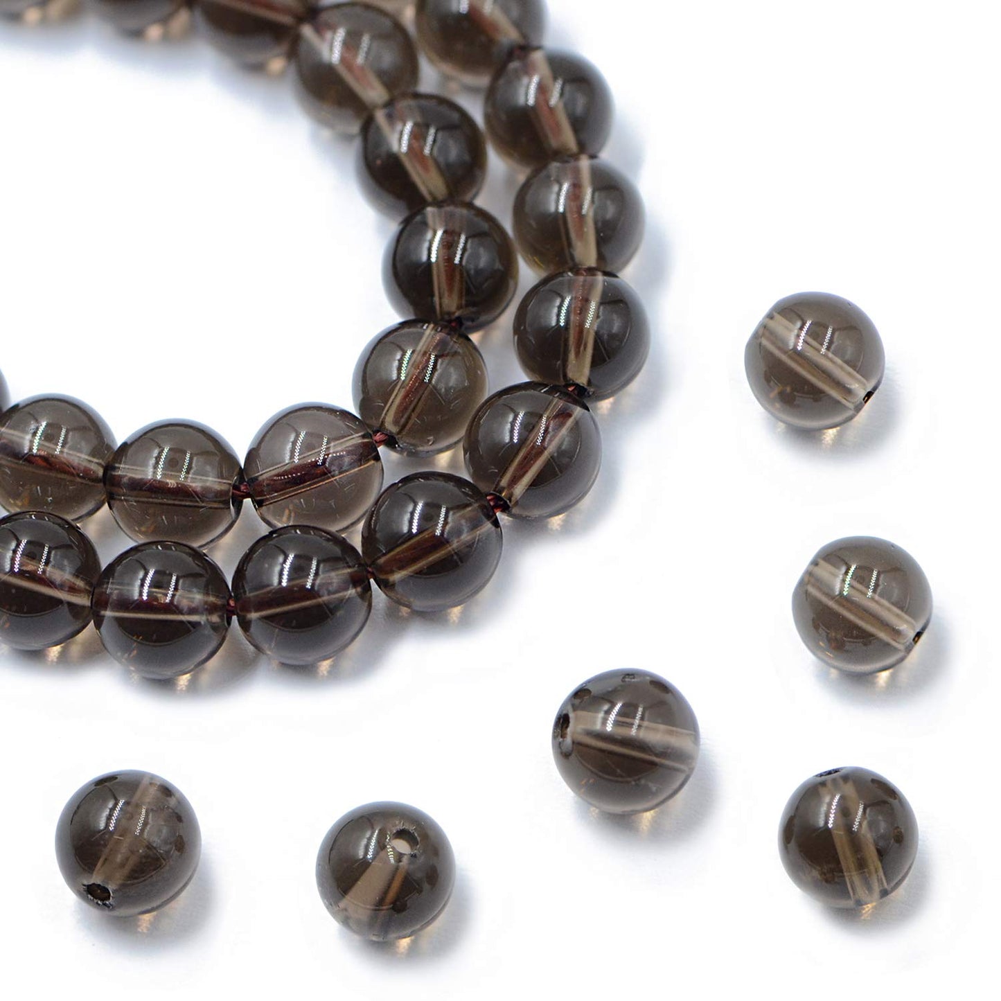 AD Beads Natural Gemstone Round Loose Beads 15" for Bracelet Necklace Earrings Jwelery Making Crafts DIY (4mm, Smoky Quartz)