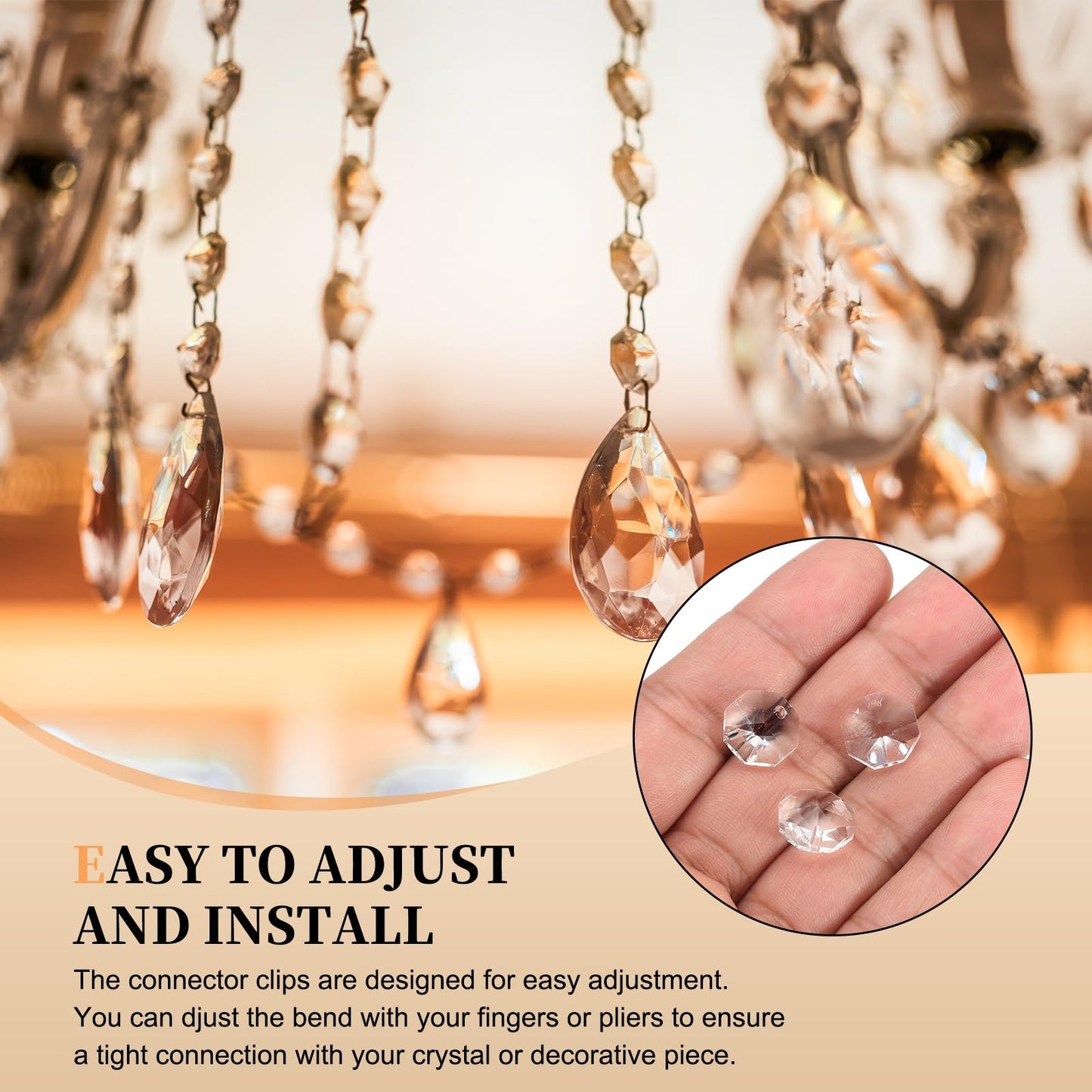 uxcell 50Pcs 1 Hole Crystal Octagon Beads, 12mm K9 Glass Hanging Chandelier Beads Prisms Parts for Crystal Chandeliers Lamp Hanging Pendant Jewelry DIY Craft, Clear White