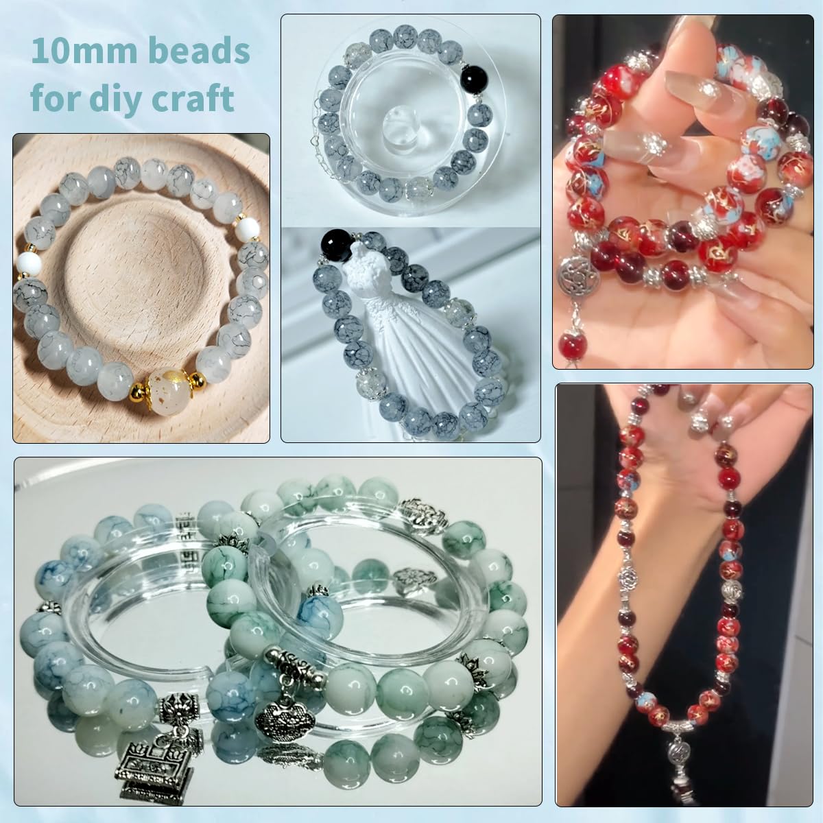 Pamir Tong 300PCS 10mm Brown Glass Beads for Jewelry Making Round Smooth Bracelet Space Loose Beads for Earring, Necklaces, DIY Crafts-Adult Craft Supplies