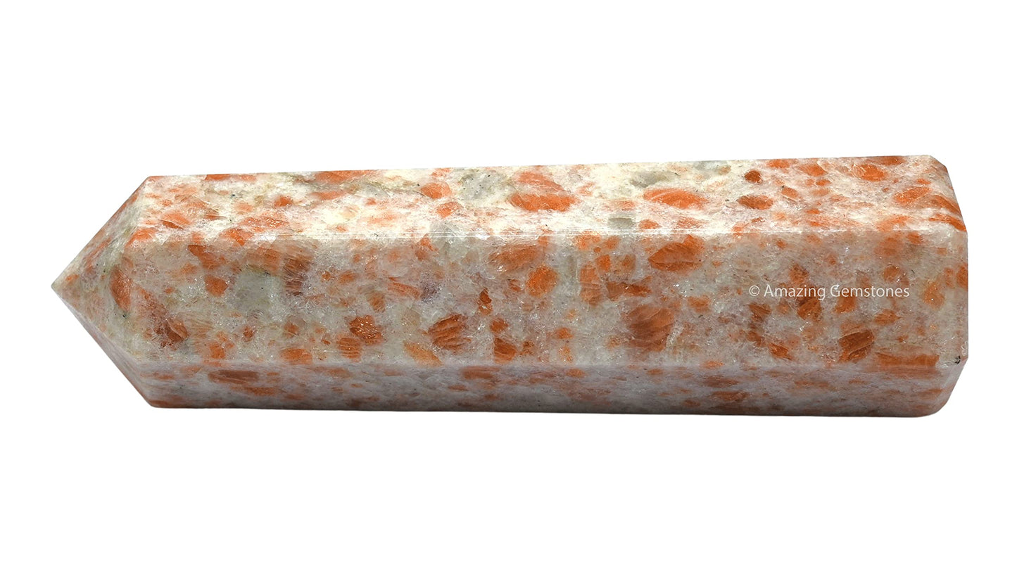 Amazing Gemstone Large Sunstone Crystal Towers ~ Natural Healing Crystal Point Obelisk for Reiki Healing and Crystal Grid (5.5 to 6 INCH)