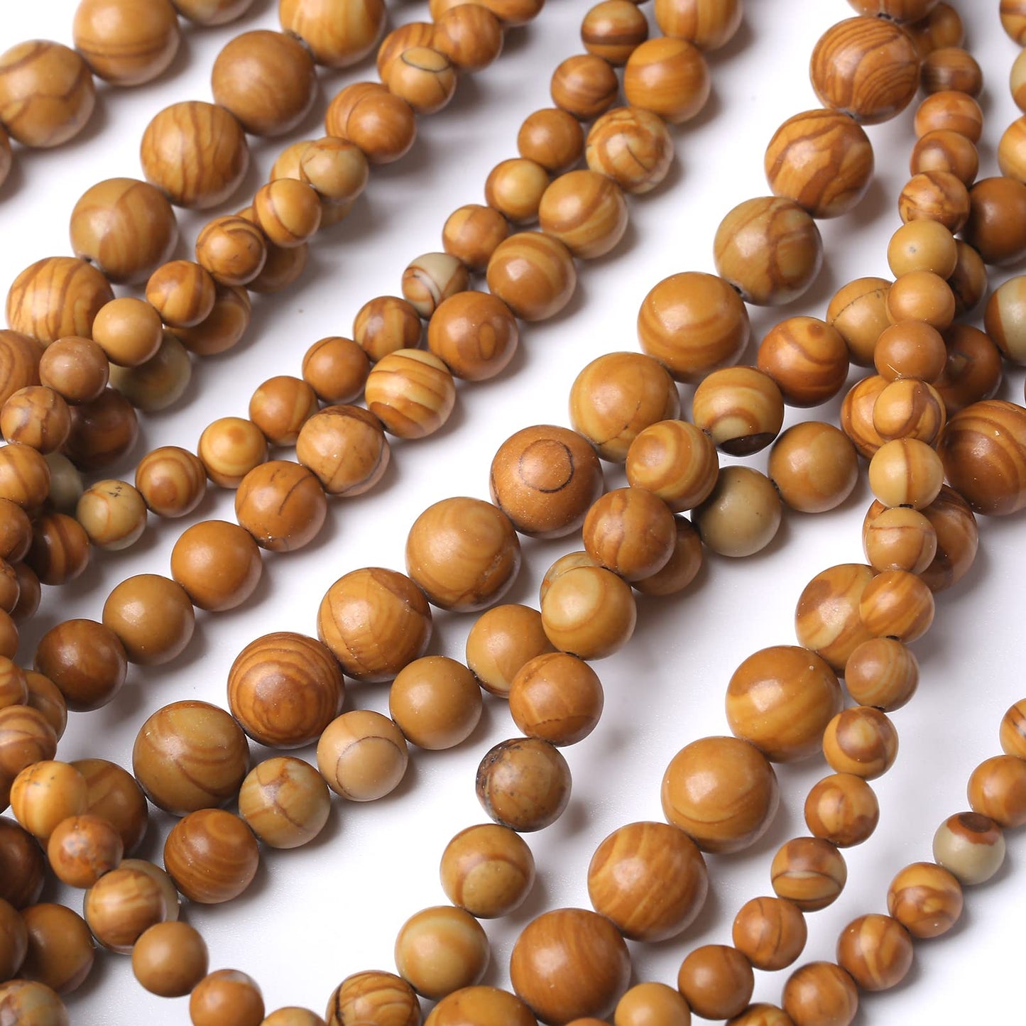 32PCS 12MM Natural Woodgrain Jasper Stone Beads Round Shape Suitable for Jewelry DIY Bracelet 15 Inches
