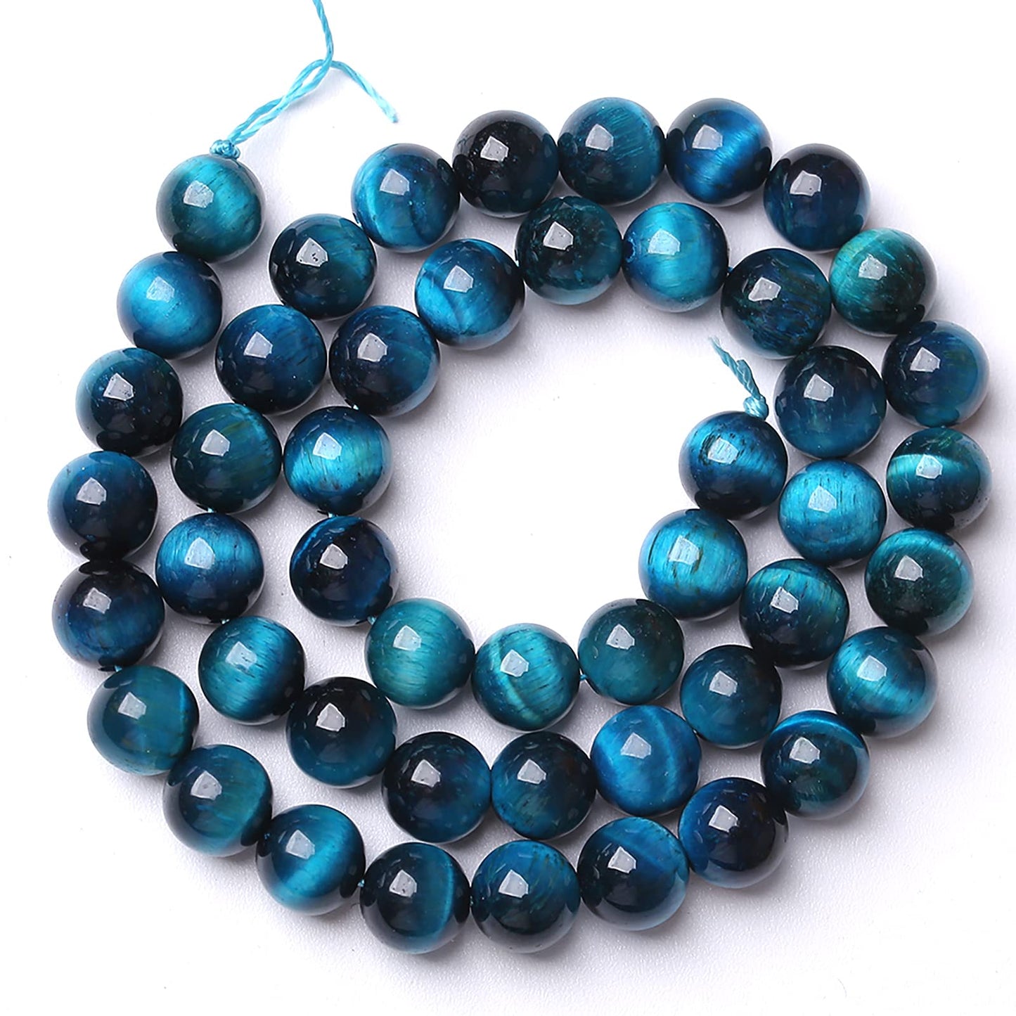 75PCS 10MM Blue Tiger Eye Beads Natural Stone Gemstone Spacer Loose Beads for Jewelry Making DIY Bracelet Semi Precious Beads 2 Strands