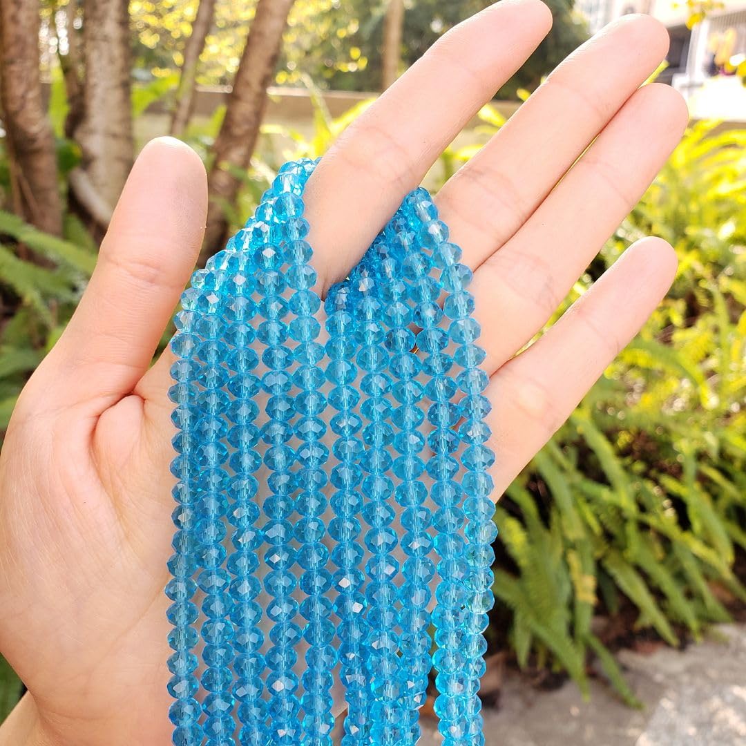 1000pcs Czech Faceted Rondelle Crystal Glass Loose Beads 6mm Spacer Bulk Aquamarine Blue for DIY Craft Jewelry Making CCR610