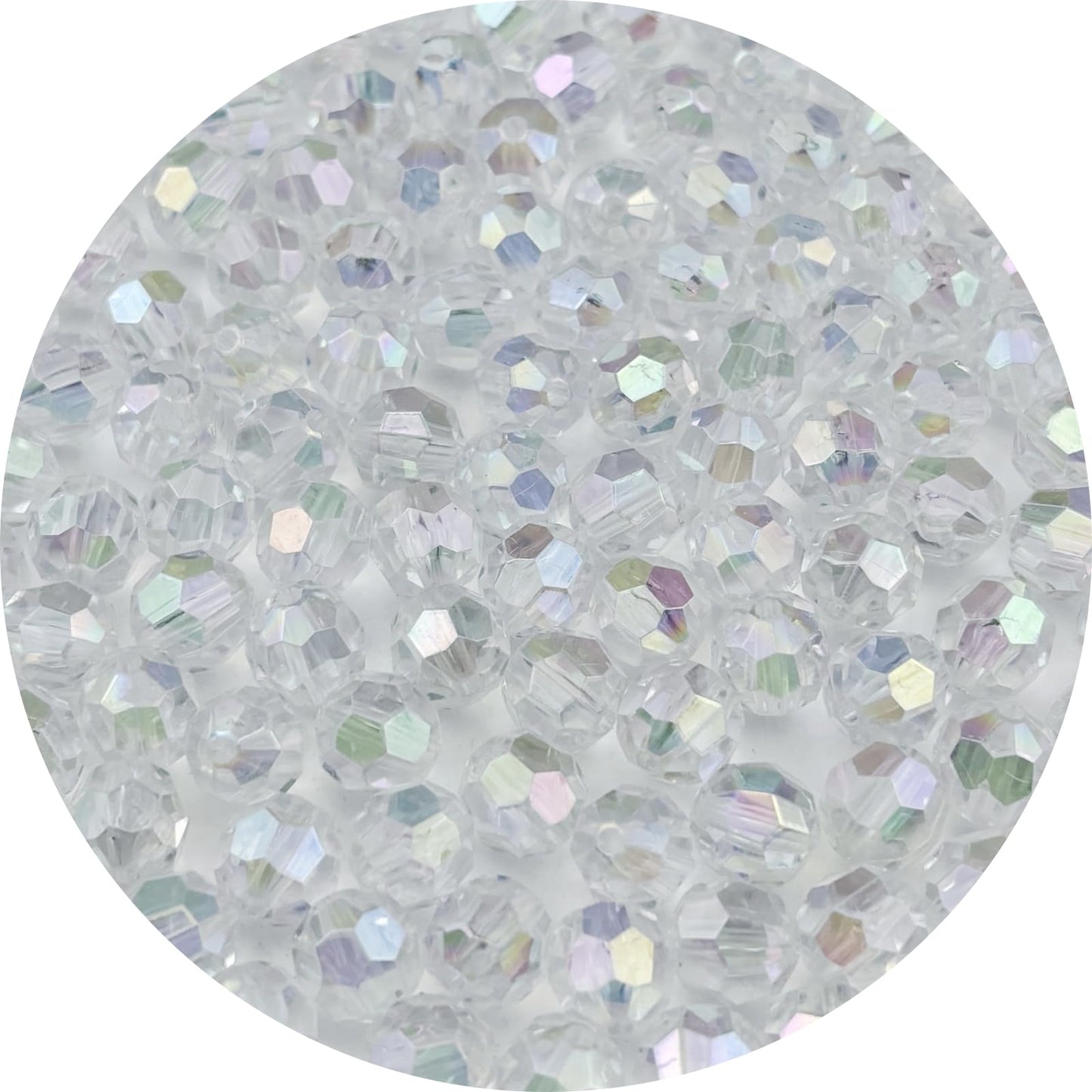 Pinhoollgo 300pcs 8mm Acrylic Faceted Round Beads AB Colors Glossy Acrylic Beads Round Spacer Beads with Hole for DIY Bracelet Necklace Jewelry Making Supplies Handmade Craft(Transparent AB)