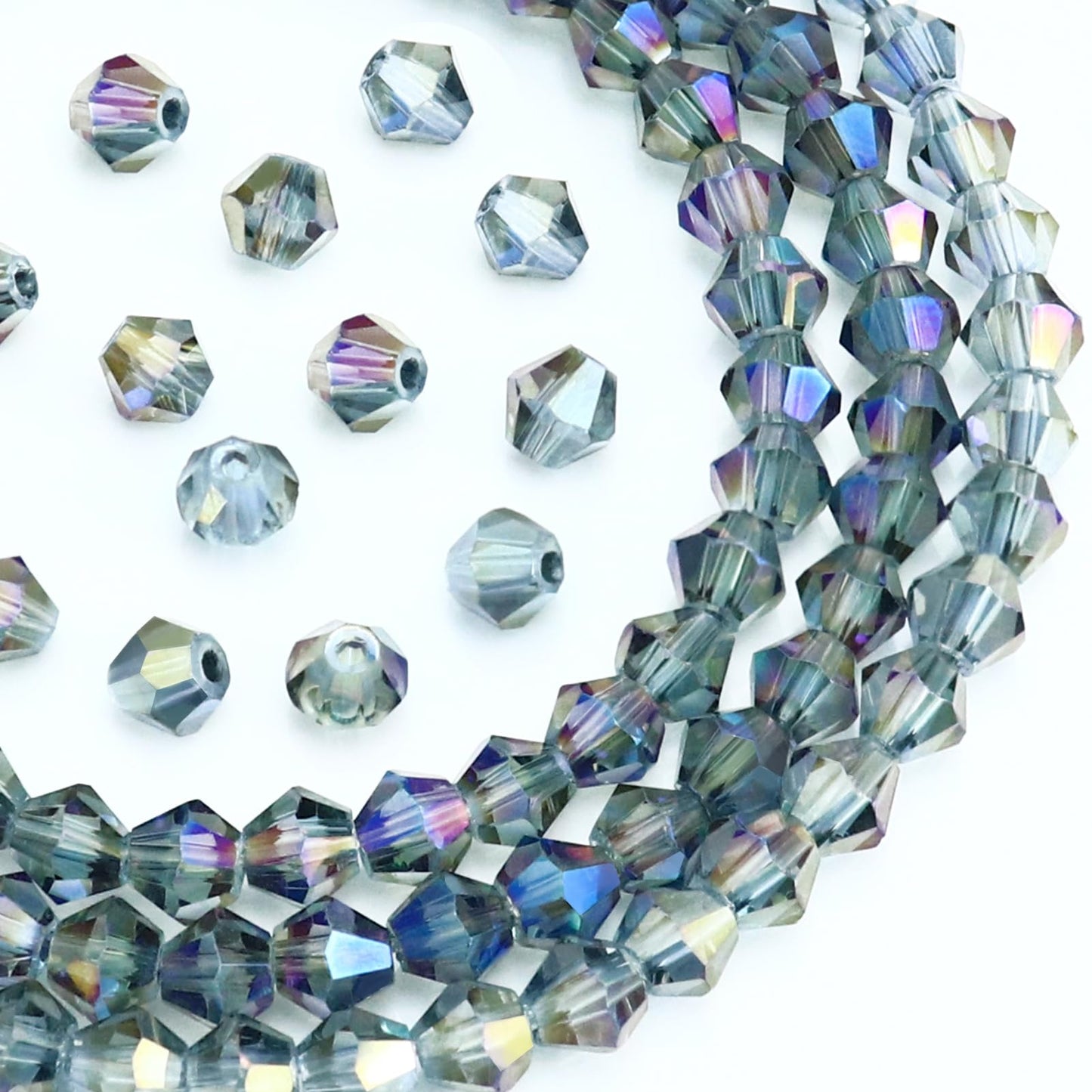 Dowarm 1000PCS 4mm Glass Bicone Beads for Craft Jewelry Making, DIY Bracelet, Necklace, Dolls, Wine Charms, Wind Chimes, Suncatchers, Bulk Small Faceted Crystal Beads, Transparent Purple