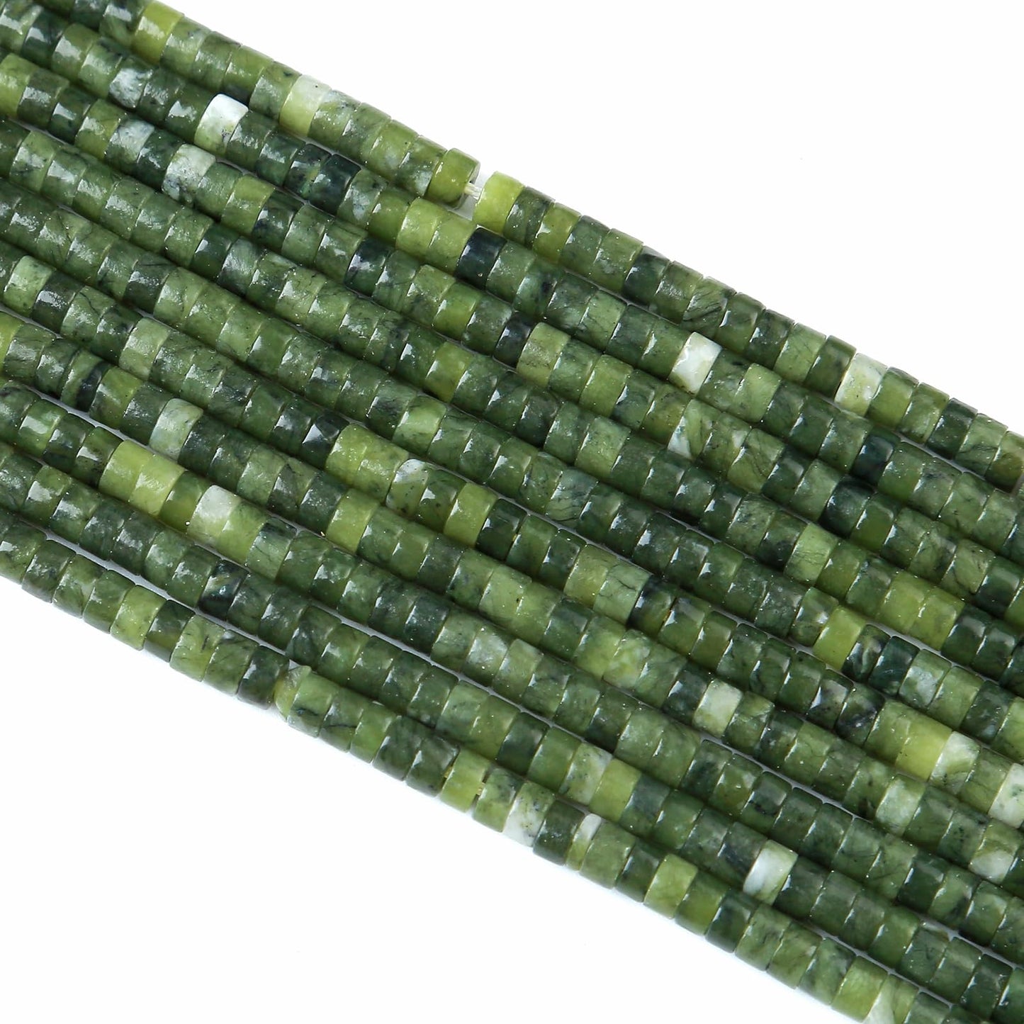 2x4MM 150PCS Chinese Green Jade Tube Cylinder Rondelle Abacus Disk Spacer Loose Beads for Jewelry Making