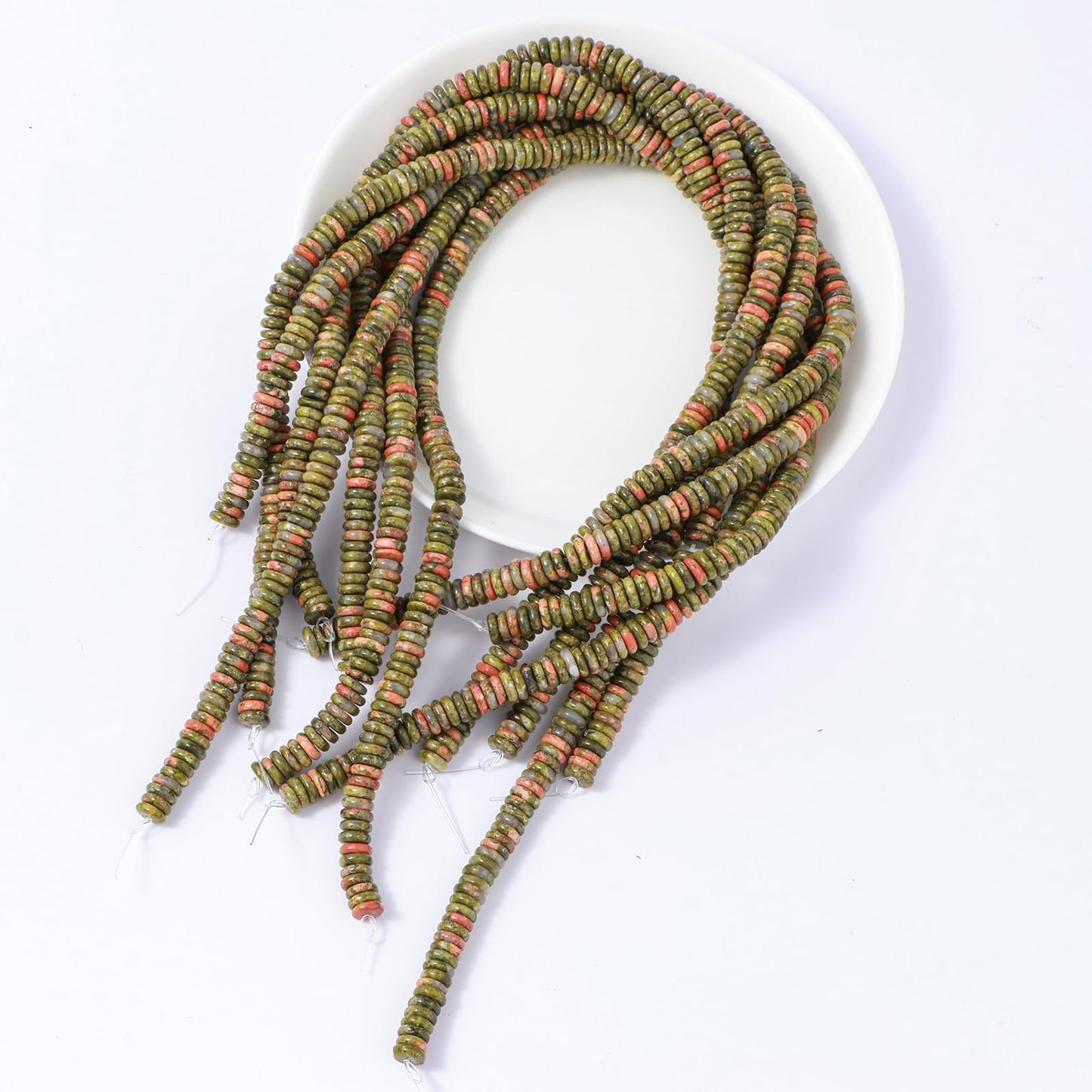 Natural Unakite Disk Stone Spacer Beads 6x2mm 38cm/str Flat Rondelle Loose Semi Gemstone Caps for Making Bracelets Necklace