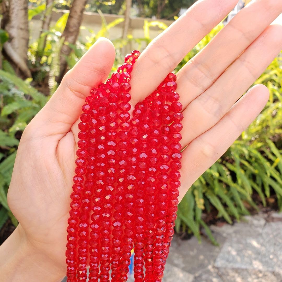 1000pcs Czech Faceted Rondelle Crystal Glass Loose Beads 6mm Spacer Bulk Light Siam Red for DIY Craft Jewelry Making CCR606