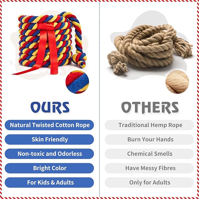 Tug of War Rope for Kids and Adults, Outdoor Games - Family Reunion, Birthday Party, Summer Yard Games - Camping, Picnic, Carnival - Team Building (Tricolor, 40FT)
