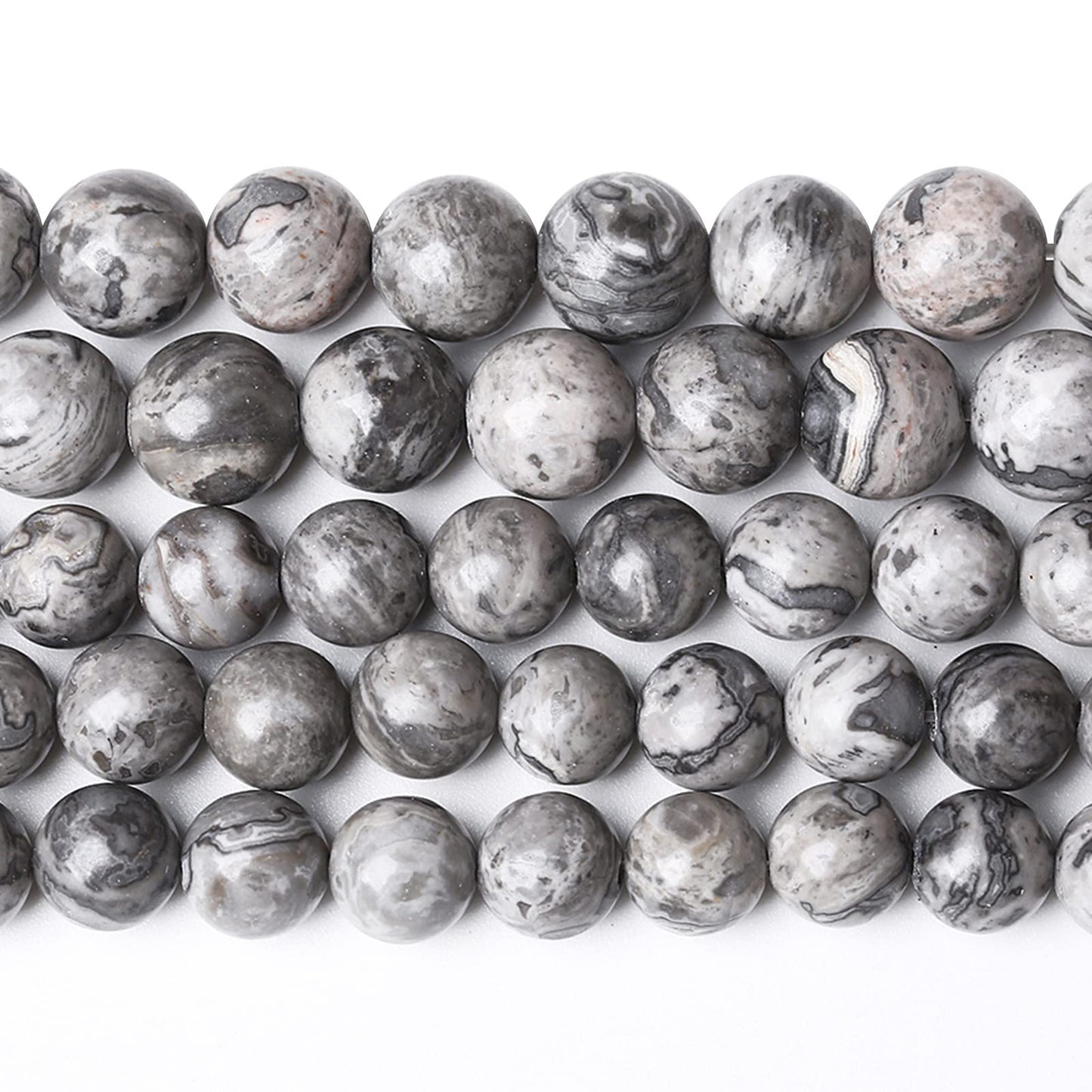 6MM 60PCS Natural Stone Map Jasper Loose Beads for Jewelry Making DIY Bracelet