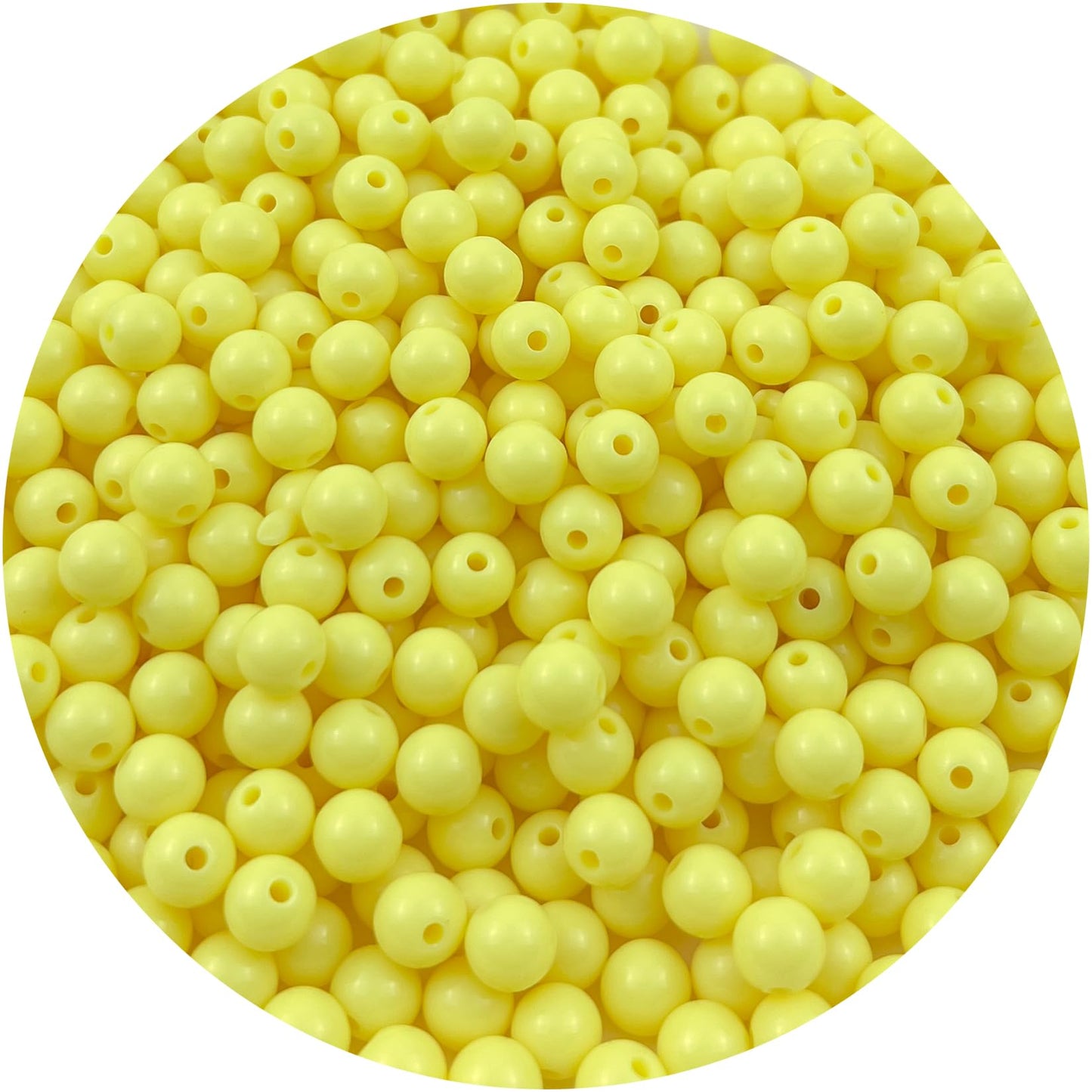 Mulutoo 1000Pieces 6MM Acrylic Round Beads Round Acrylic Balls Chunky Beads Smooth Spacer Plastic Pastel Beads Craft Beads for Necklace and Bracelet Making Crafting Supplies(192-light Yellow)
