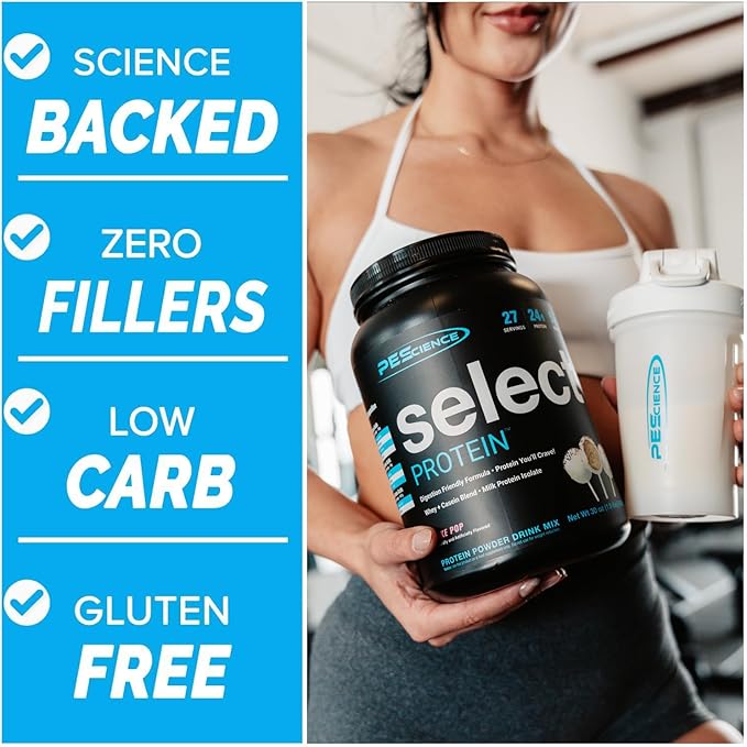 PEScience Select Protein Powder, Whey and Casein Blend, Clean Protein Powder for Women and Men, Low Calorie, Low Carb, Keto Friendly, Gluten Free - Peanut Butter Cookie - 55 Servings