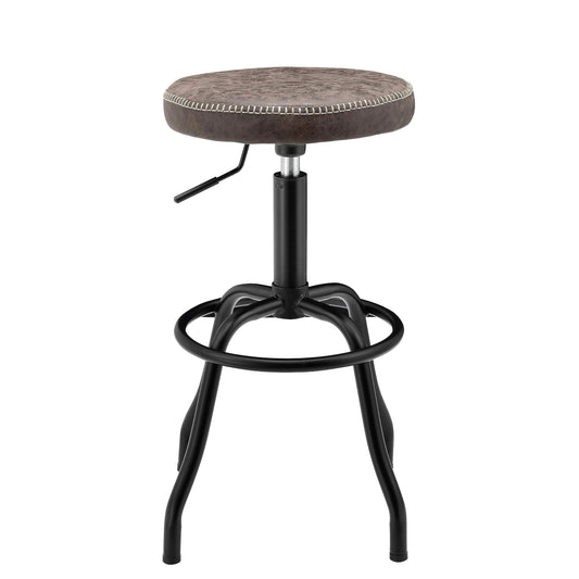 New Pacific Direct Eaton PU Leather Gaslift Backless Swivel Bar Bar & Counter Stools, Vintage Coffee Brown