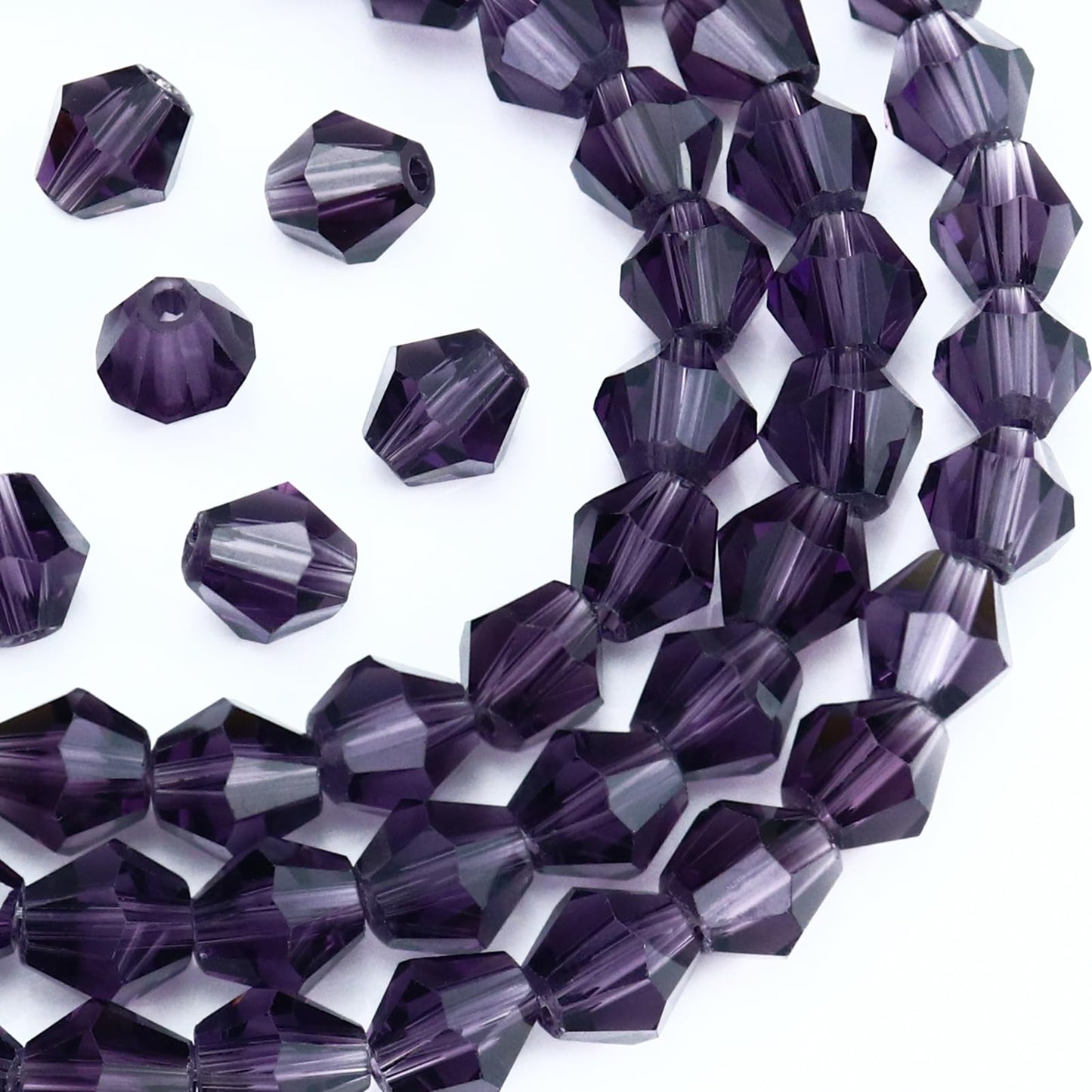 Dowarm 1000PCS 4MM Bicone Beads 4mm, Crystal Glass Beads for Jewelry Making, Craft, DIY Bracelet, Necklace, Dolls (Purple/Tanzanite/Violet)