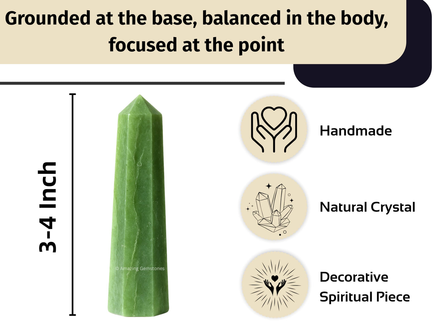 Amazing Gemstone Green Aventurine Crystal Towers - Natural Healing Crystal Point Obelisk for Reiki Healing and Crystal Grid (3" to 4" INCH)
