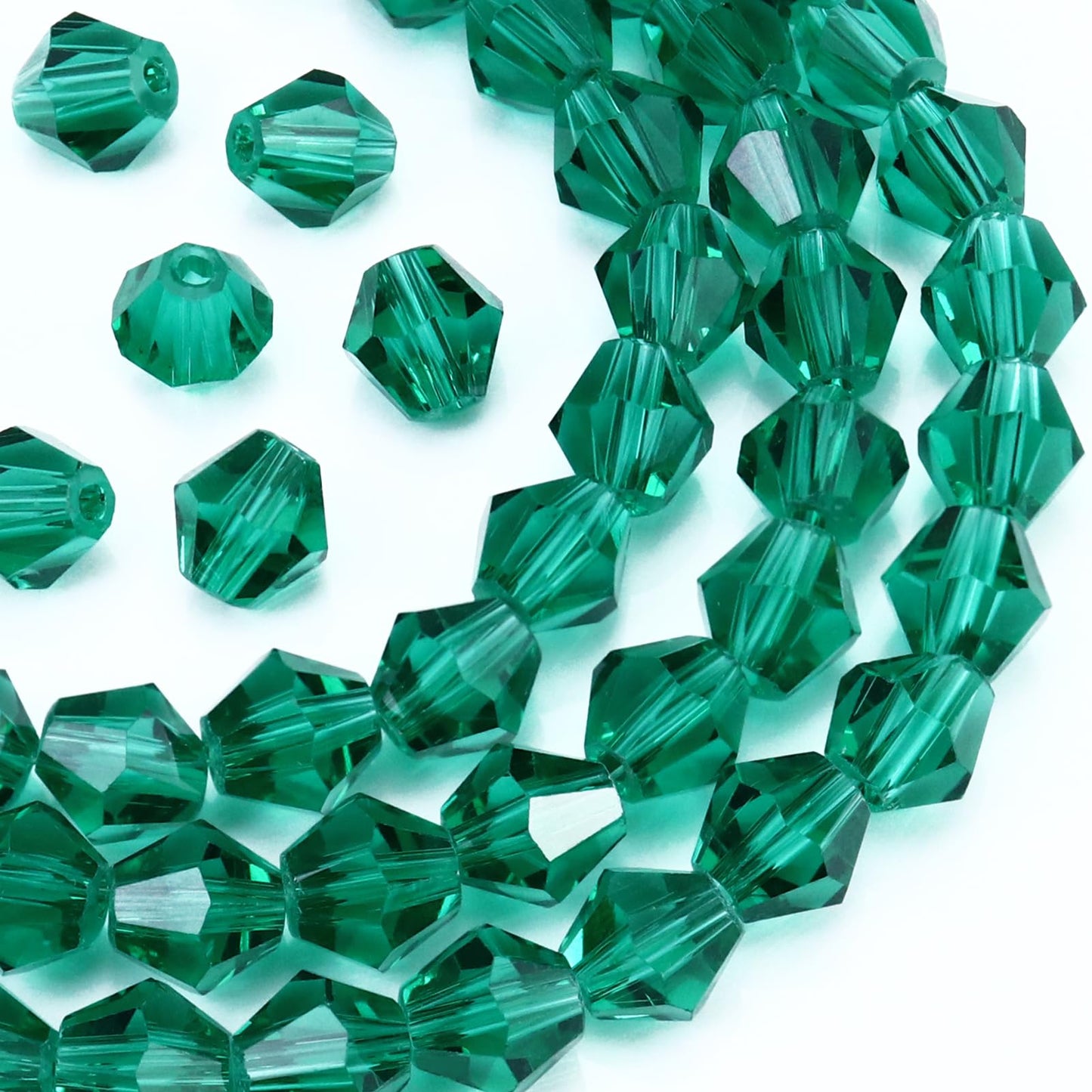 Dowarm 100PCS 8MM Crystal Bicone Beads for Crafts, Jewelry Making, DIY Bracelet, Necklace, Dolls, Wine Charms, Wind Chimes, Suncatchers, Bulk Faceted Loose Glass Beads, Peacock Green