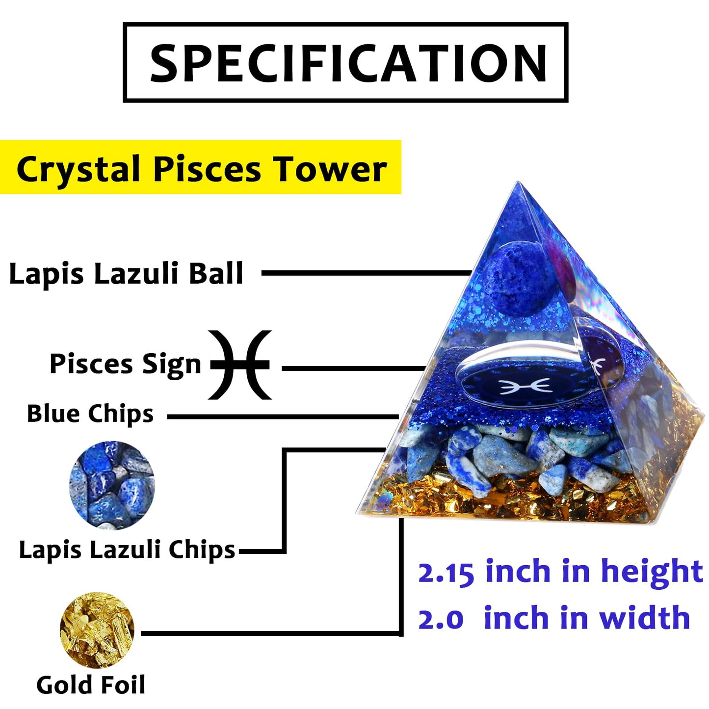 YATOJUZI 12 Zodiac Pisces Birthday Gifts for Women Men Blue Solidate Healing Crystals Natural Crystal Stones Gemstones Orgonite Chakra Reiki Lucky Energy Decor for Office Desk Decorations