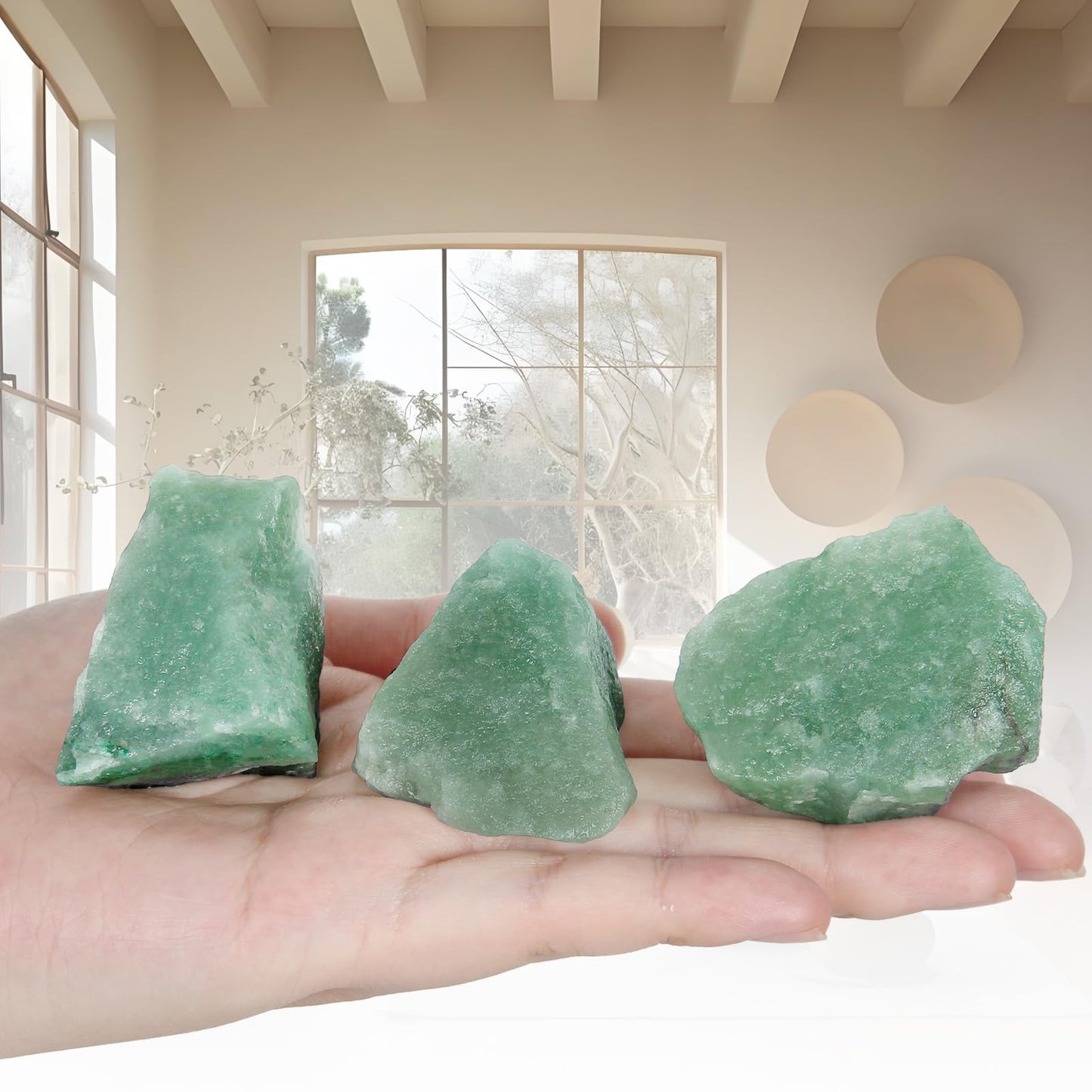 1.1lb Bulk Raw Green Aventurine Rough Crystal-Natural Green Aventurine Raw Stones Crystal for Tumbling, Cabbing, Fountain Rocks, Decoration,Polishing, Wire Wrapping, Wicca & Reiki Crystal Healing