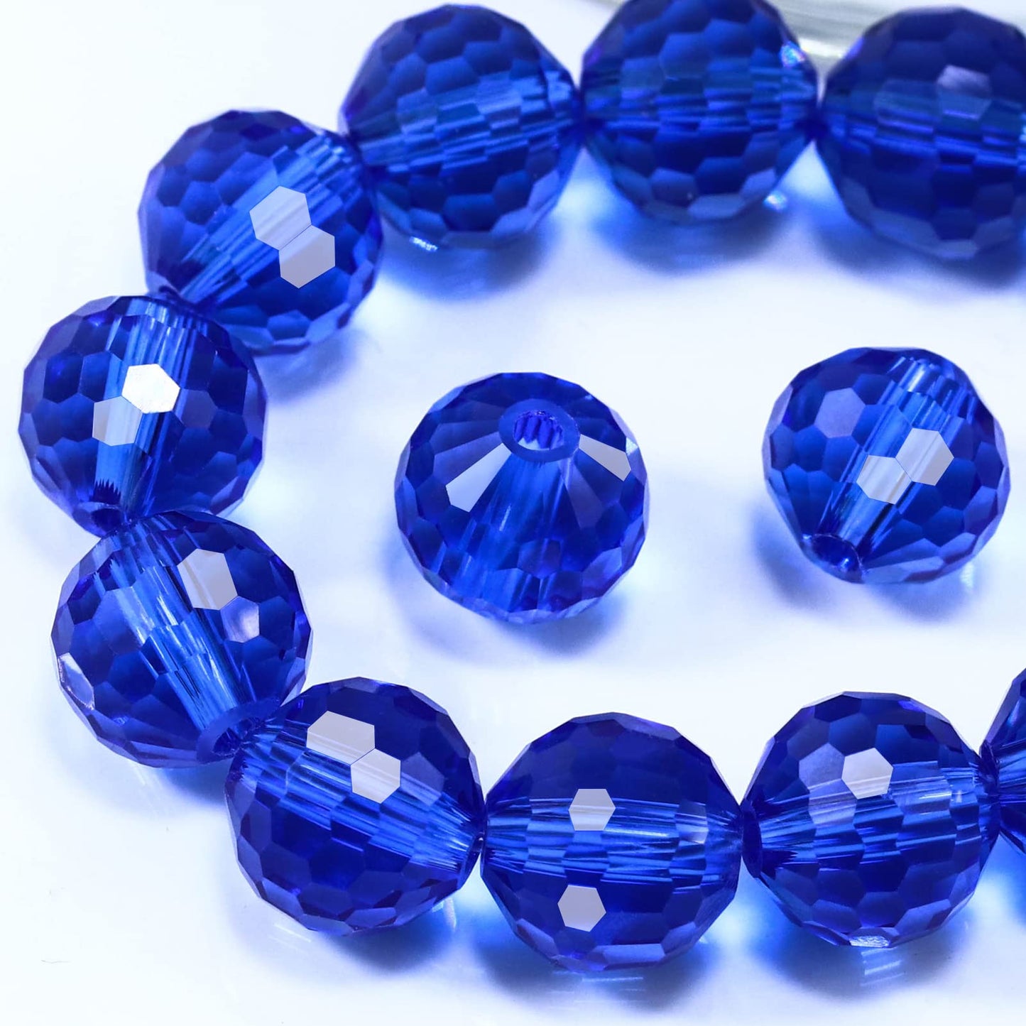 Dowarm 150PCS 6MM Round Crystal Glass Beads for Jewelry Making, Blue Faceted Crystal Rondelle Spacer Beads for Crafts Bracelet Wind Chimes Suncatcher