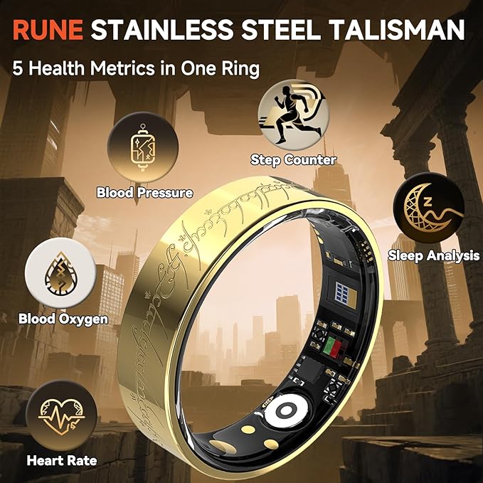Ultra Smart Ring for Women Men,Health Fitness Tracker with Sleep/Blood Pressure/Oxygen Monitoring, Heart Rate & Activity Tracking,IP68 Waterproof, 5+Day Battery,No Subscription Fee 1-Silver 13