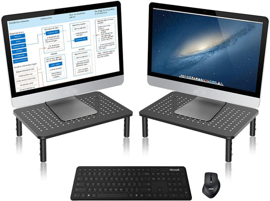 Riser,3 370X235MM 2 Packs,Black Bracwiser Monitor Stand Level Height Adjustable Desktop monitor stand for Computer