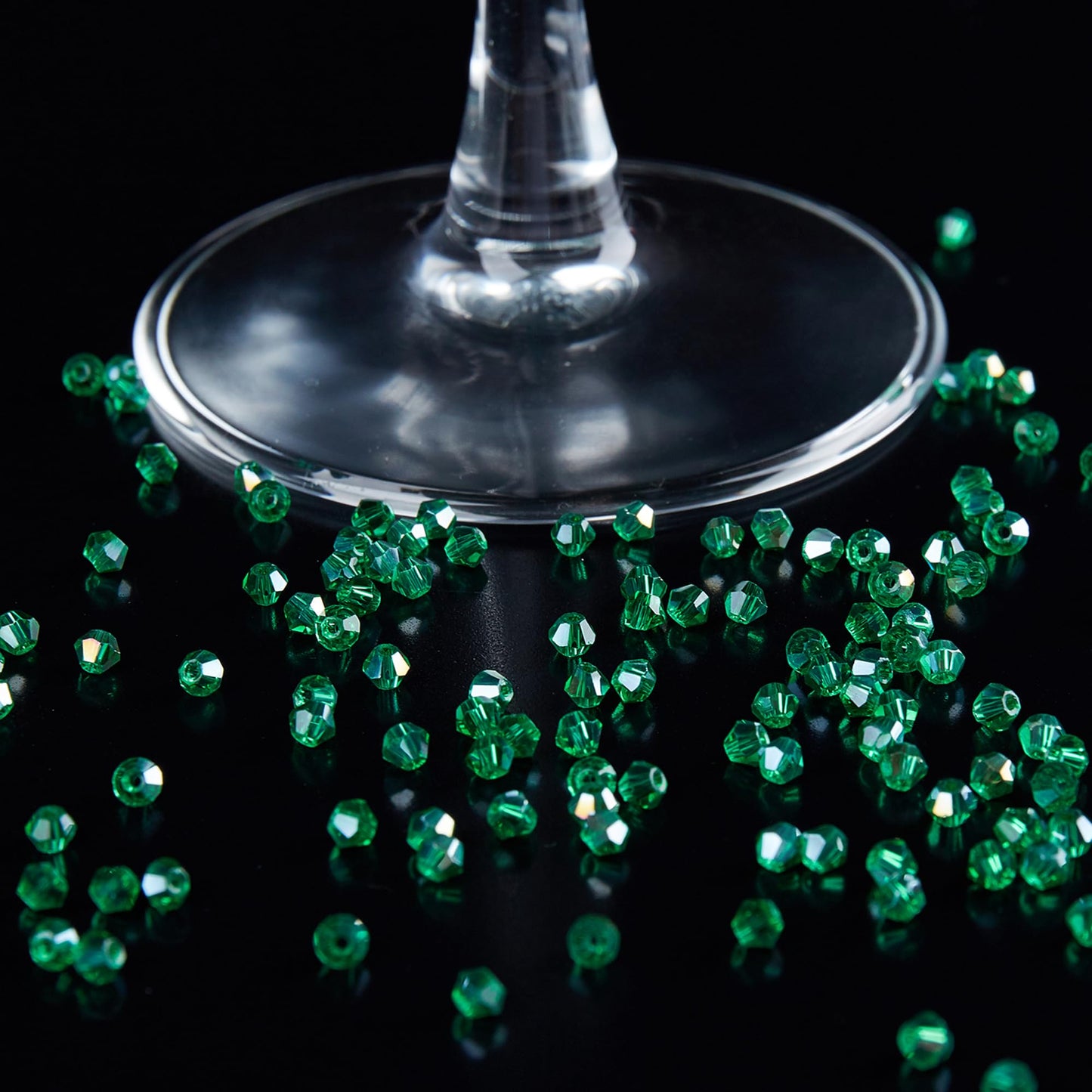 Laopottbeads 1200PCS 3mm Bicone Crystal Glass Beads for Jewelry Making, Sparkling Mini Beads for Suncatchers, DIY Bracelets & Craft Projects (Malachite Green)