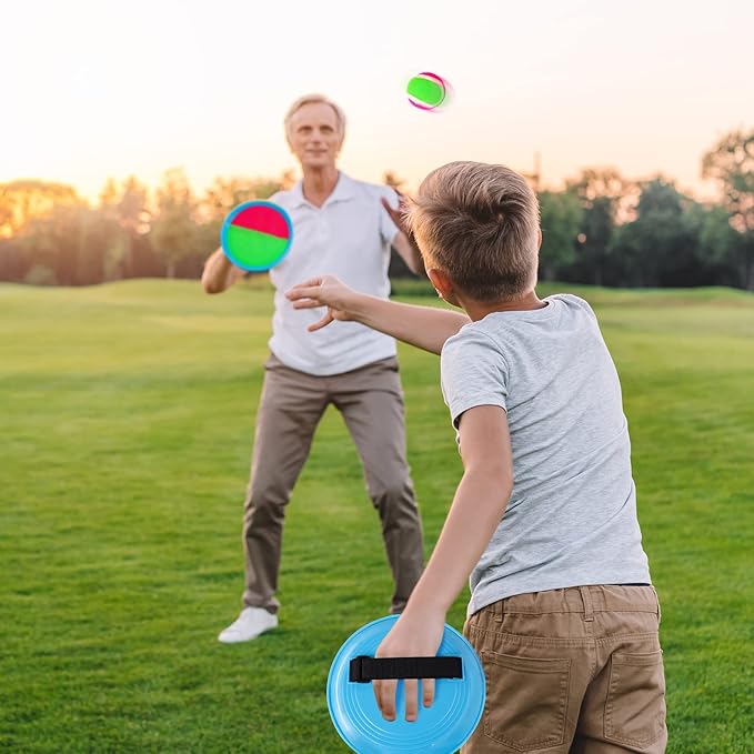 Ayeboovi Toss and Catch Paddle Ball Game Outdoor Beach Pool Sand Toys Outside Lawn Yard Games for 3 4 5 6 7 8 9 10 11 12 Year Olds Girls Boys Toys Birthday Gift (2 Paddles 2 Balls)