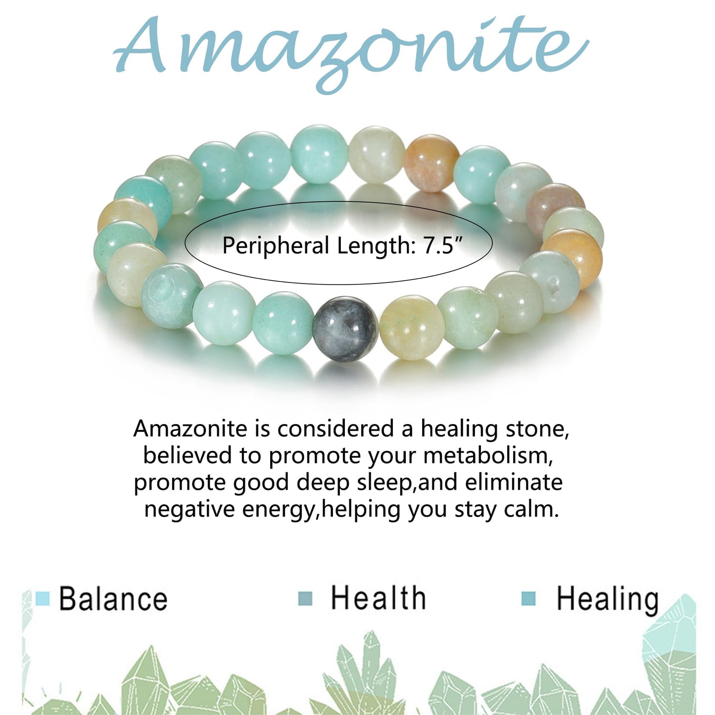 Udolfly Womens Crystal Beaded Bracelets for Women Men Protective Energy Bracelet Natural Gemstone Bead Bracelet 6mm Amazonite