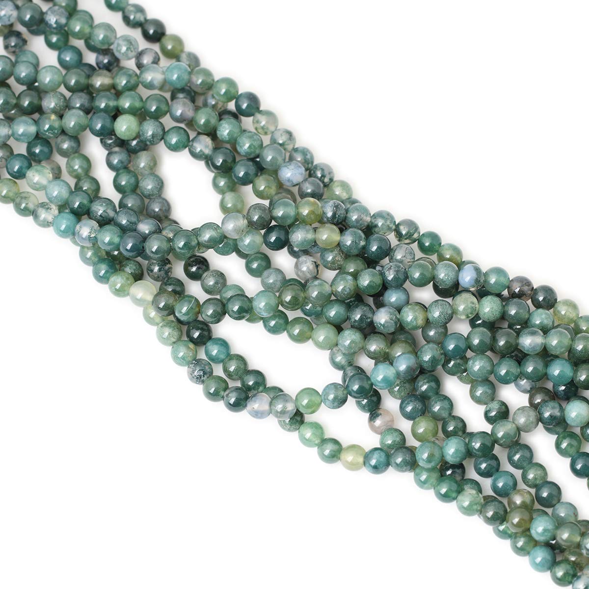 CHEAVIAN 60PCS 6mm Natural Moss Agate Gemstone Round Loose Beads for Jewelry Making DIY 1 Strand 15"