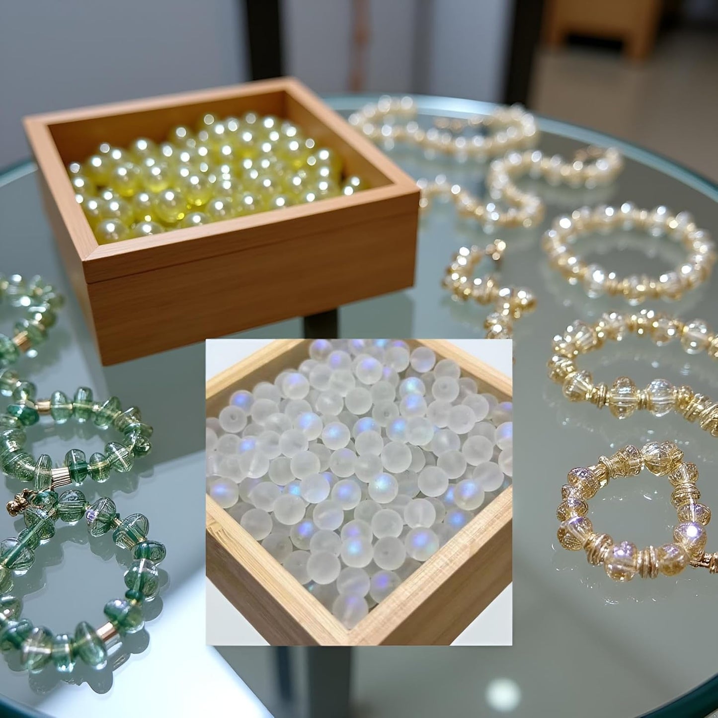 200 Pcs Clear Matte Crystal Glass Beads,Exquisite Mermaid Aurora Beads with Hole Jewelry for Making Crafts DIY Necklace Bracelet Earring, Making Holiday Gift, 4mm