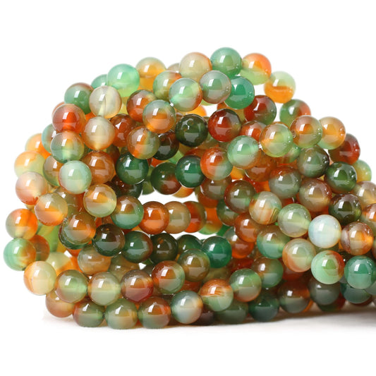 CHEAVIAN 45PCS 8mm Peacock Agate Round Loose Beads for Jewelry Making DIY Materials 1 Strand 15"