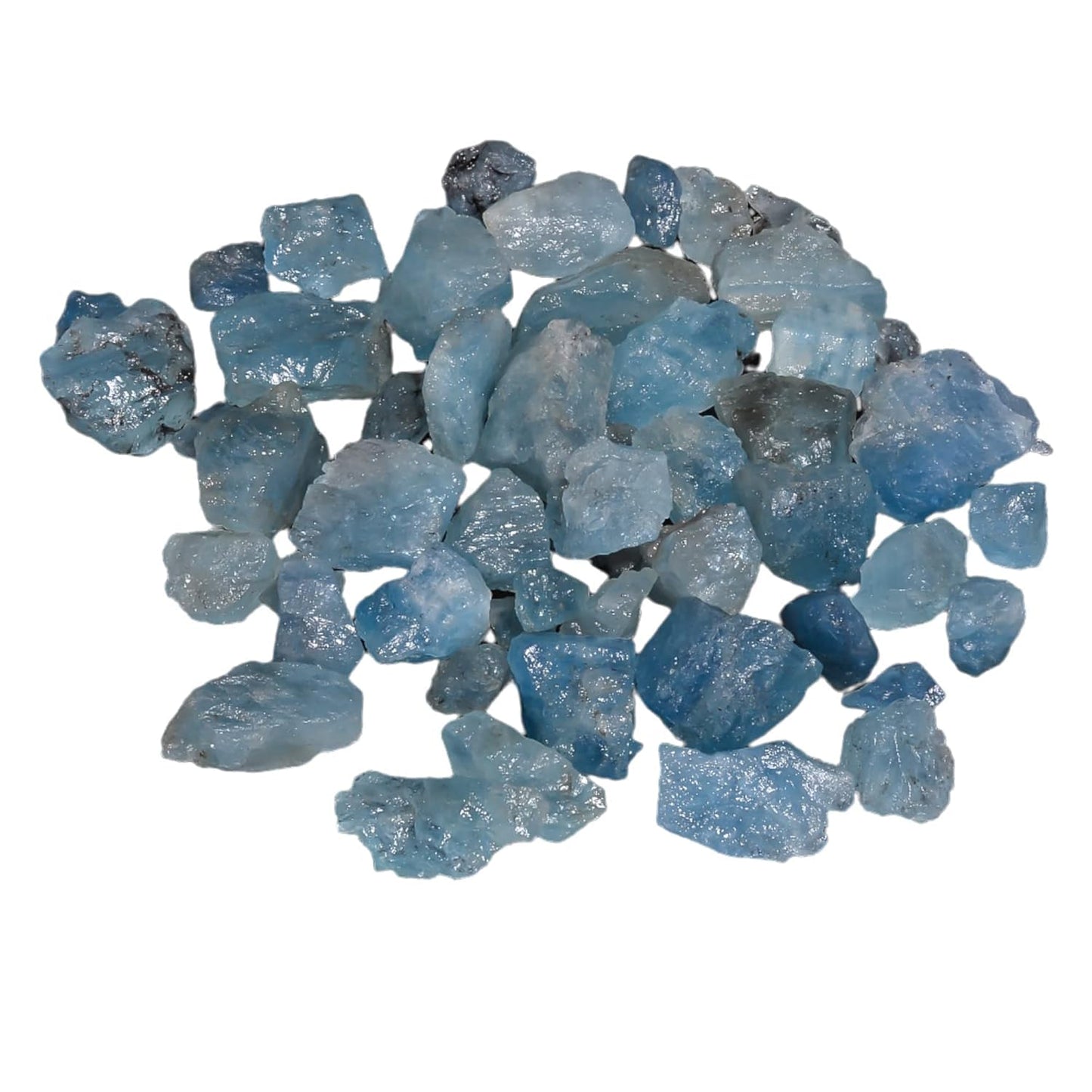 GEMKORA (10pcs) (25 ct.) Blue Aquamarine Natural Raw Gemstone and Rough Crystals Rock Jewelry Making Supplies Chakra Healing Stone ART-CRAFTS-DIY Good Luck Crystals Protection Stone (7-10mm)