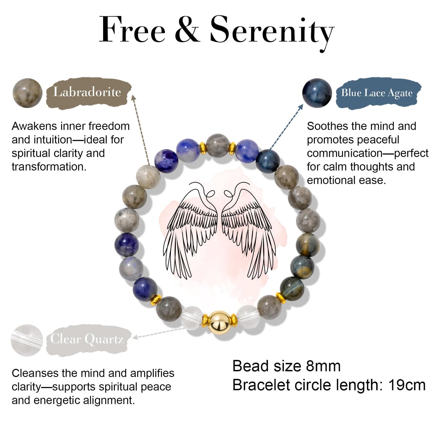 Risyfjew Natural Healing Crystal Bracelet for Women Free Serenity Bracelets Calming Jewelry Gifts Worry Stone Amethyst Tiger Eye Sodalite
