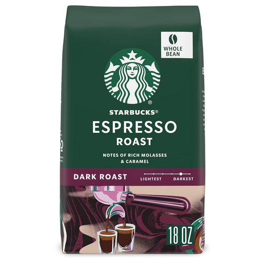 Starbucks Dark Roast Whole Bean Coffee - 100% Arabica Espresso Roast, 18 oz Bag