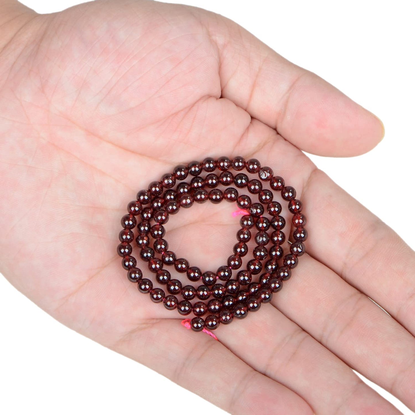 AD Beads Natural Gemstone Round Loose Beads 15" for Bracelet Necklace Earrings Jwelery Making Crafts DIY (4mm, Dark Red Garnet)