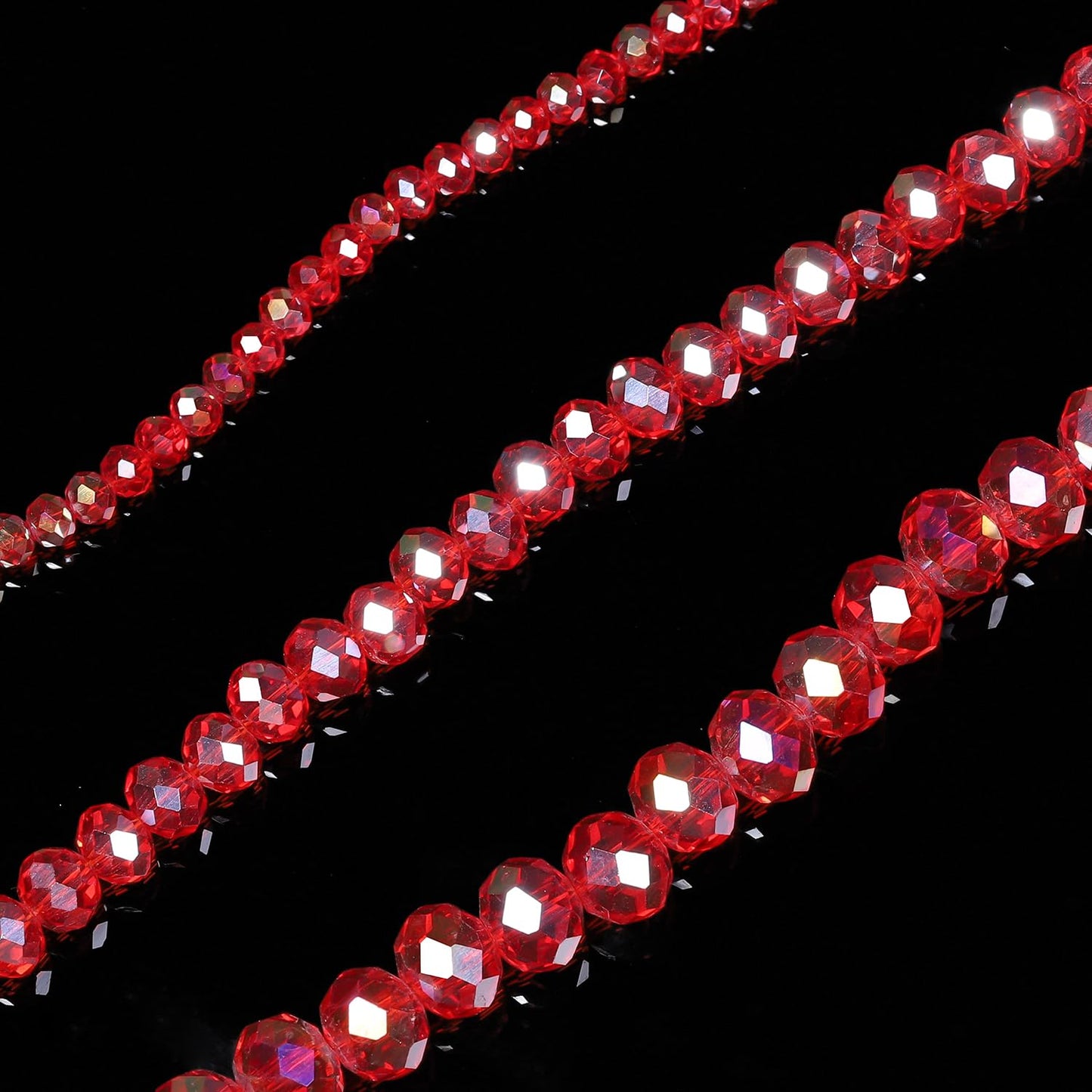NITOPUPU 1000pcs 4mm Crystal Glass Beads for Jewelry Making Faceted Rondelle Flat Beads for Bracelets Necklace Earrings DIY Crafts (Red Crystal AB Bead)