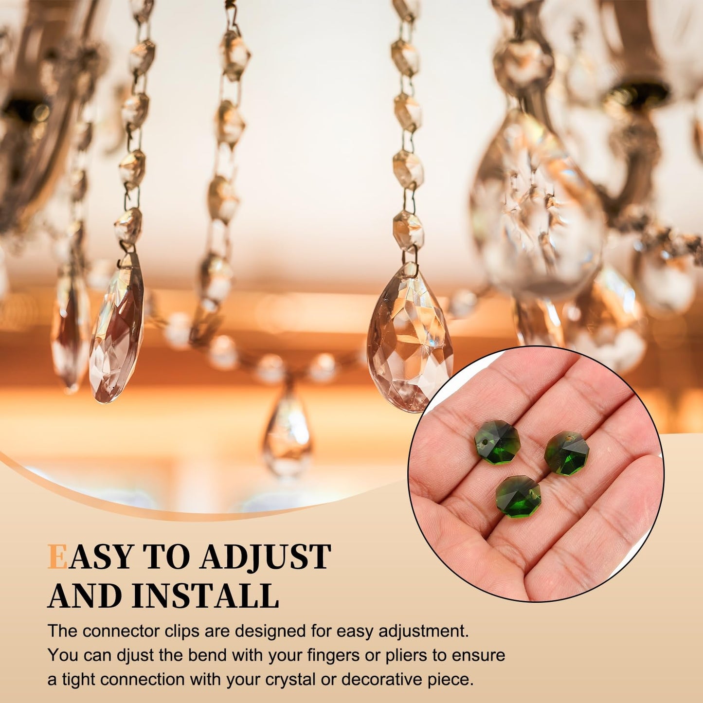 uxcell 25Pcs 1 Hole Crystal Octagon Beads, 12mm K9 Glass Hanging Chandelier Beads Prisms Parts for Crystal Chandeliers Lamp Hanging Pendant Jewelry DIY Craft, Green