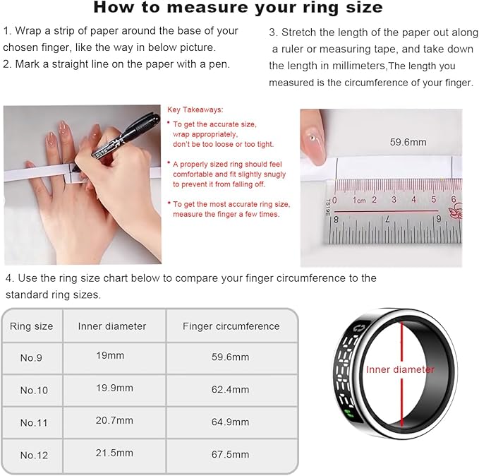 Smart Health Ring with Screen,for Women Men Fitness Tracker Heart Rate, Blood Oxygen, HRV, Sleep Monitoring, Step Counting, IP68 for iPhone and Android, No Subscription Fee (Silver, 11#)